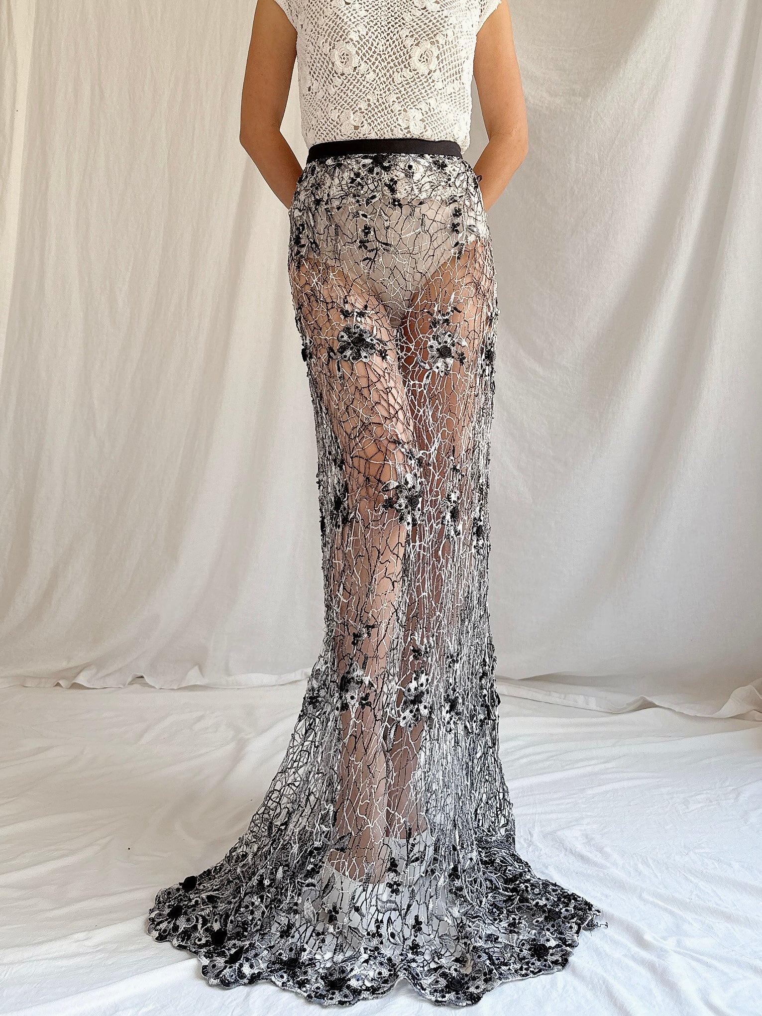 Vintage Sheer Crochet Skirt - M/L