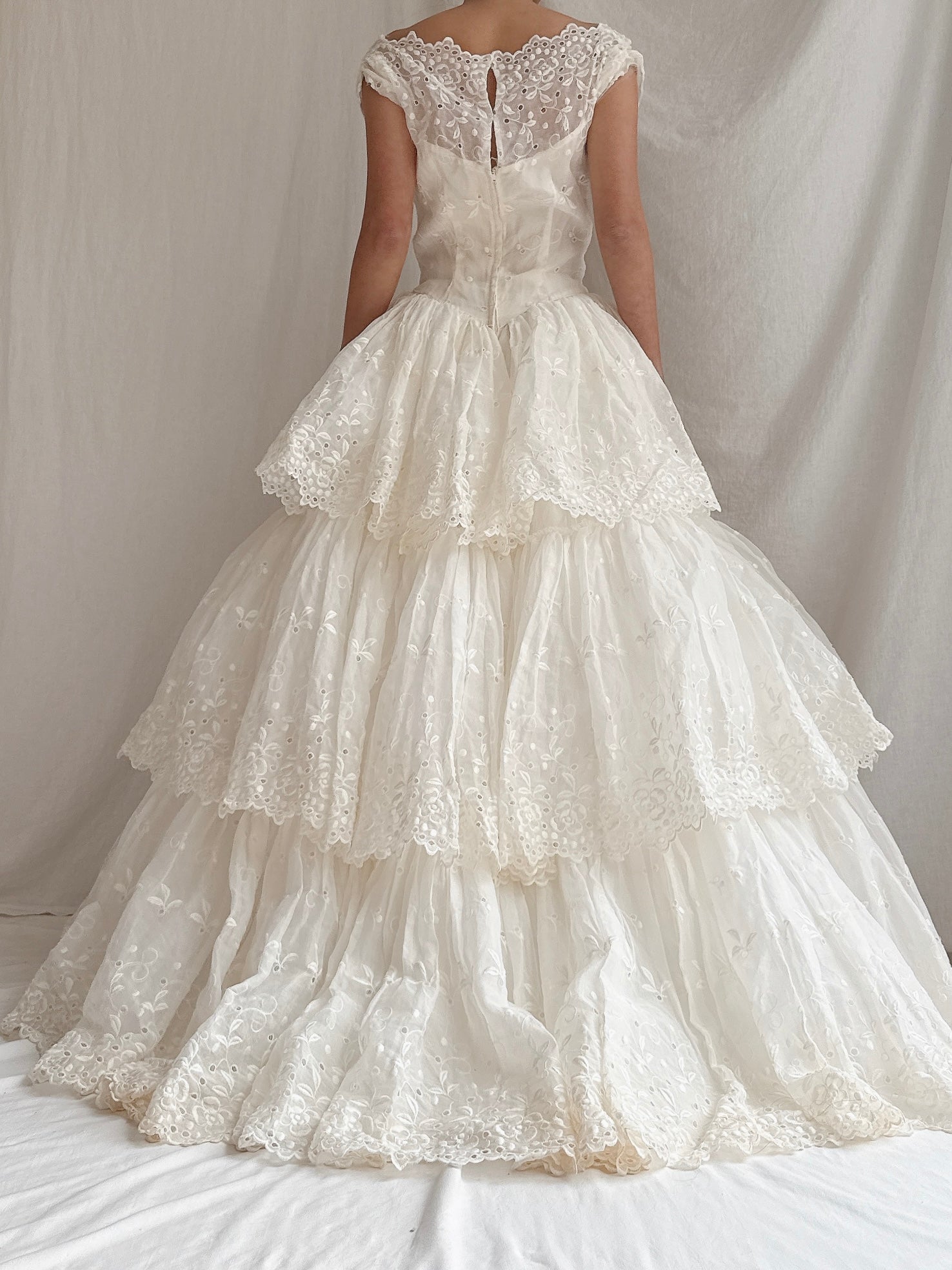 1950s Organdy Embroidered Gown - XS/S