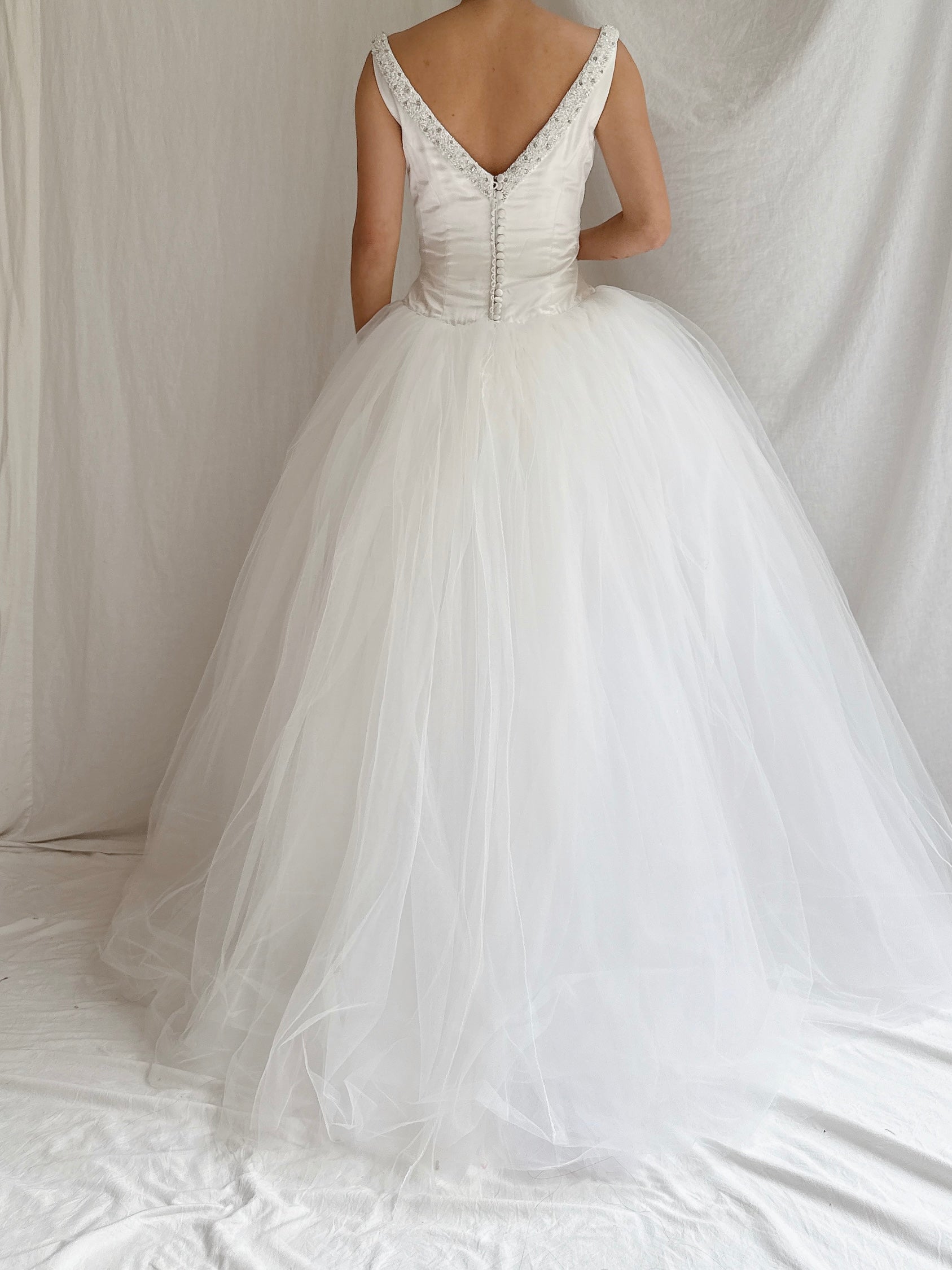 Vintage Diamond Collection Silk and Tulle Gown - S/4