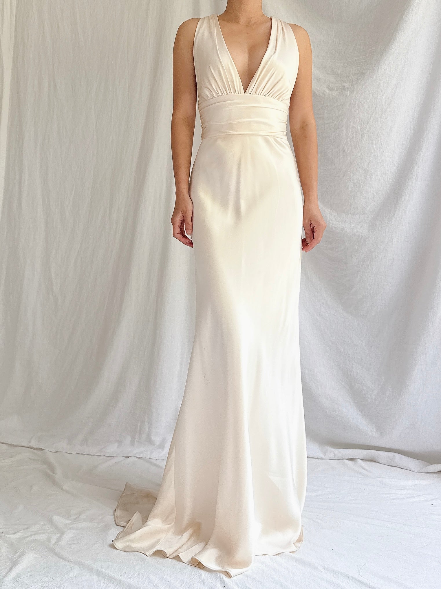 Vintage Silk Plunging Gown - XS/0/2
