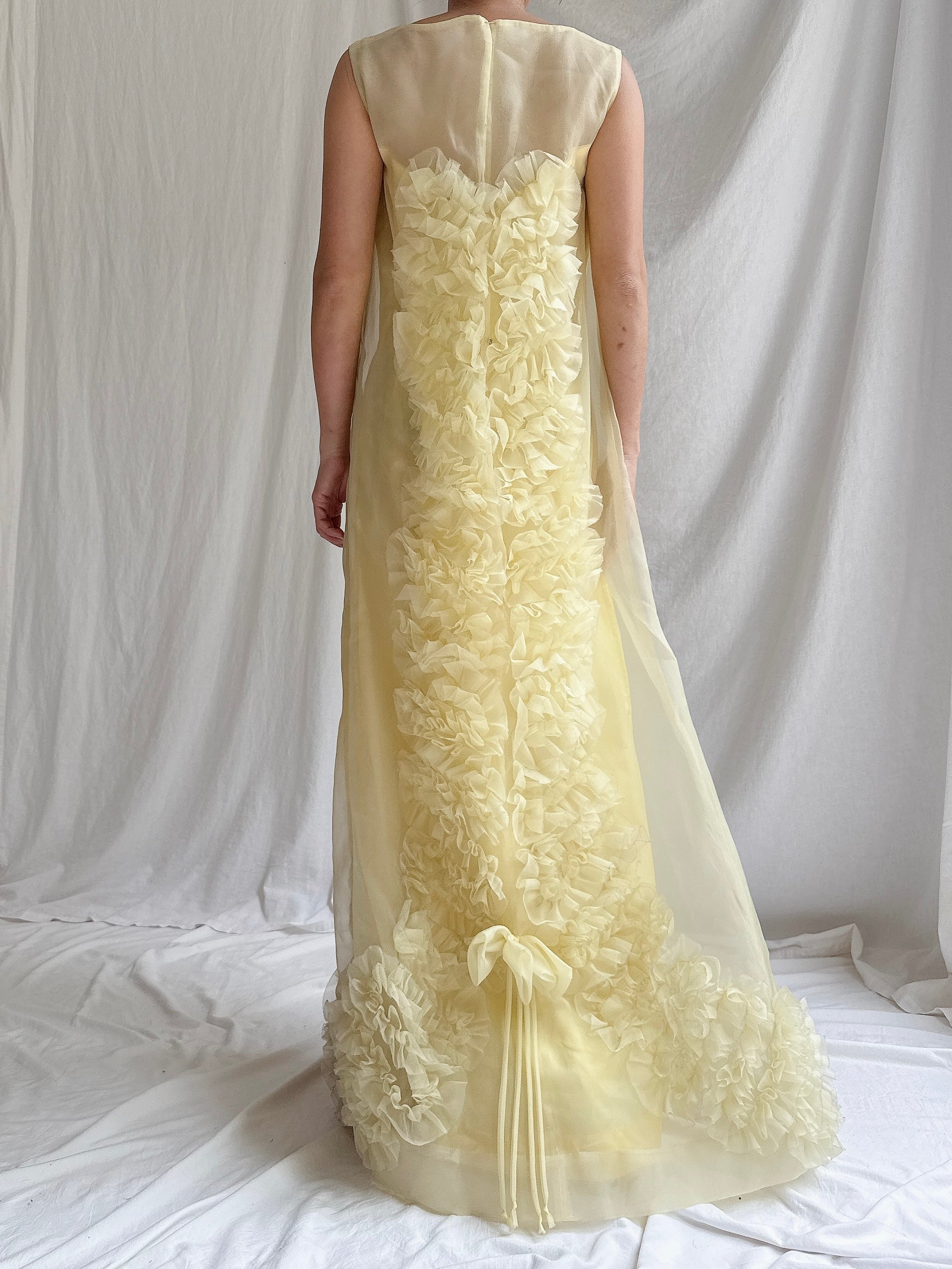 1960s Nylon Ruffle Gown - S