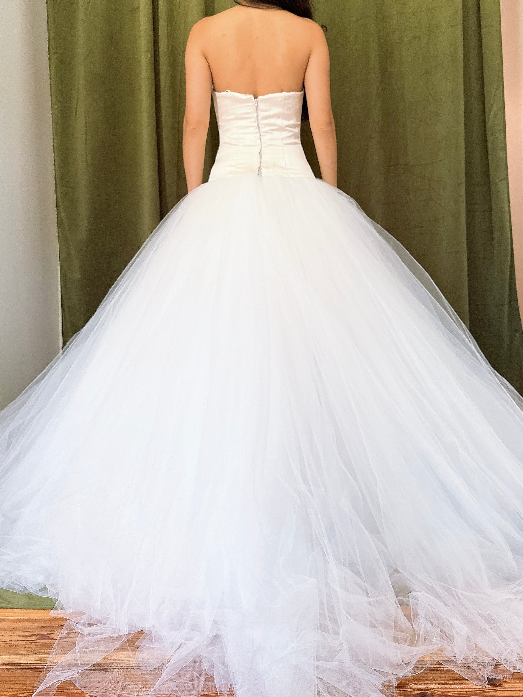 Lazaro Drop waist Silk Tulle Gown - S