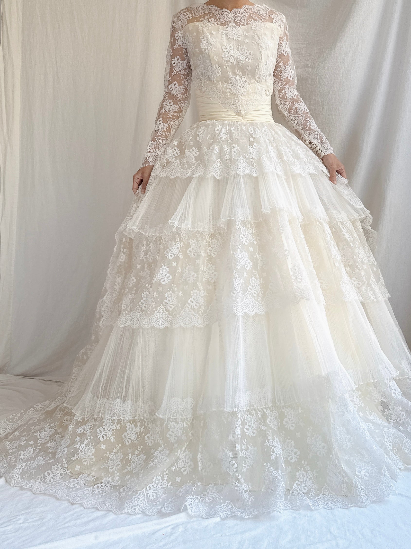 1950s Tulle and Lace Gown - XS