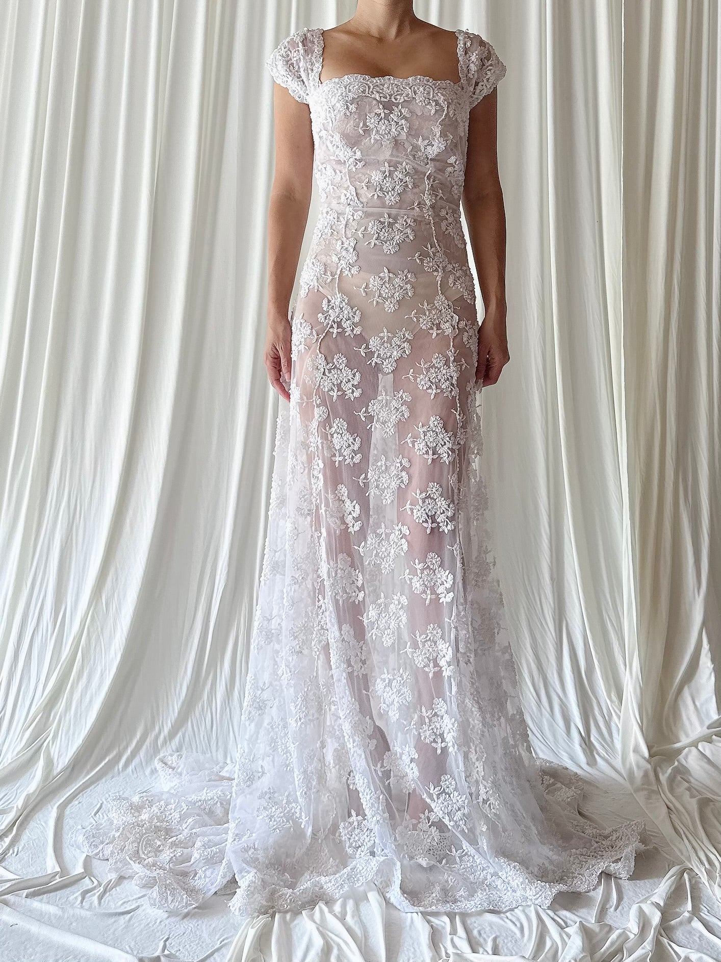 00 Tulle Beaded Dress - S