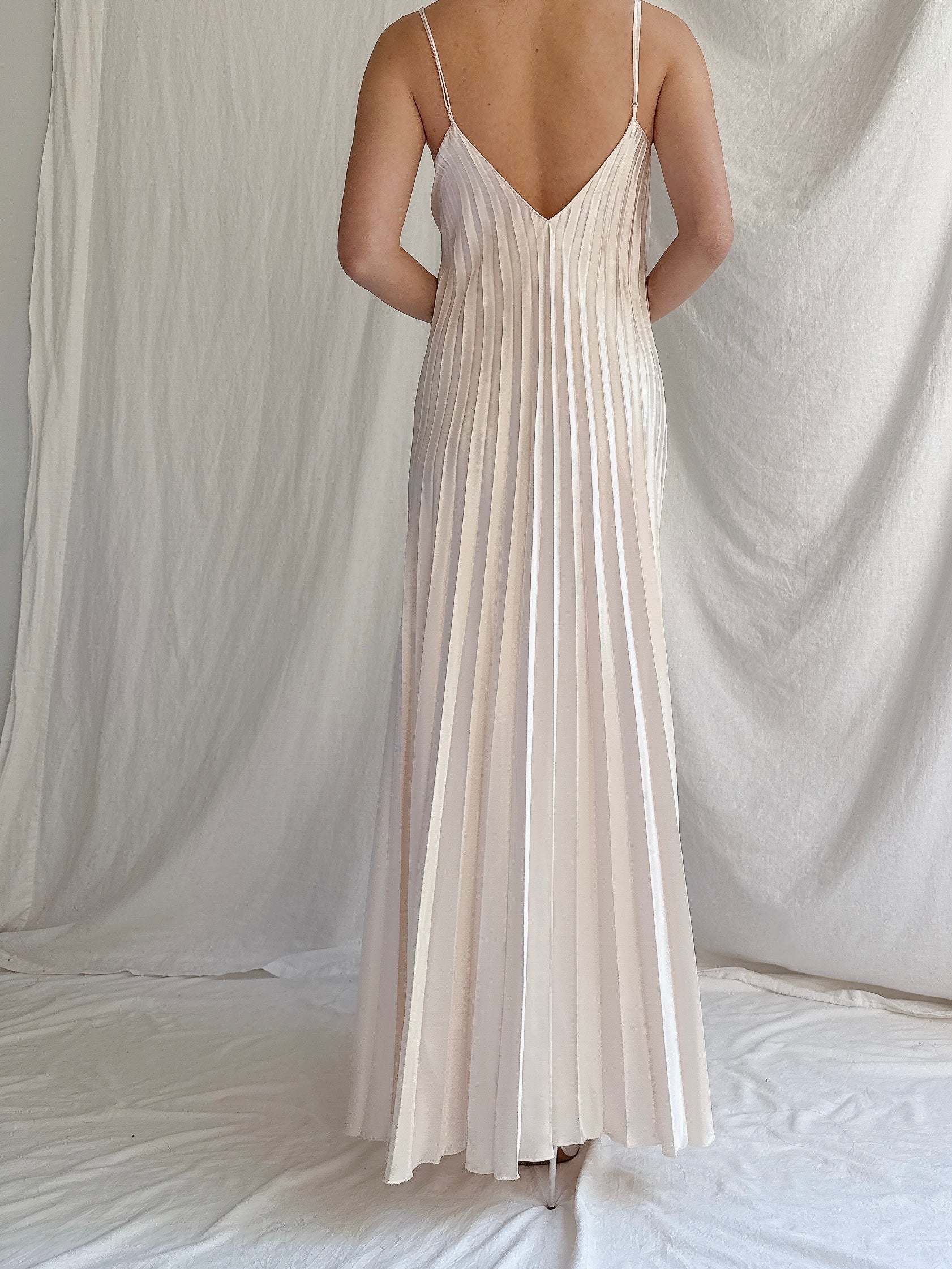 Vintage Shell Pink Satin Dress - M