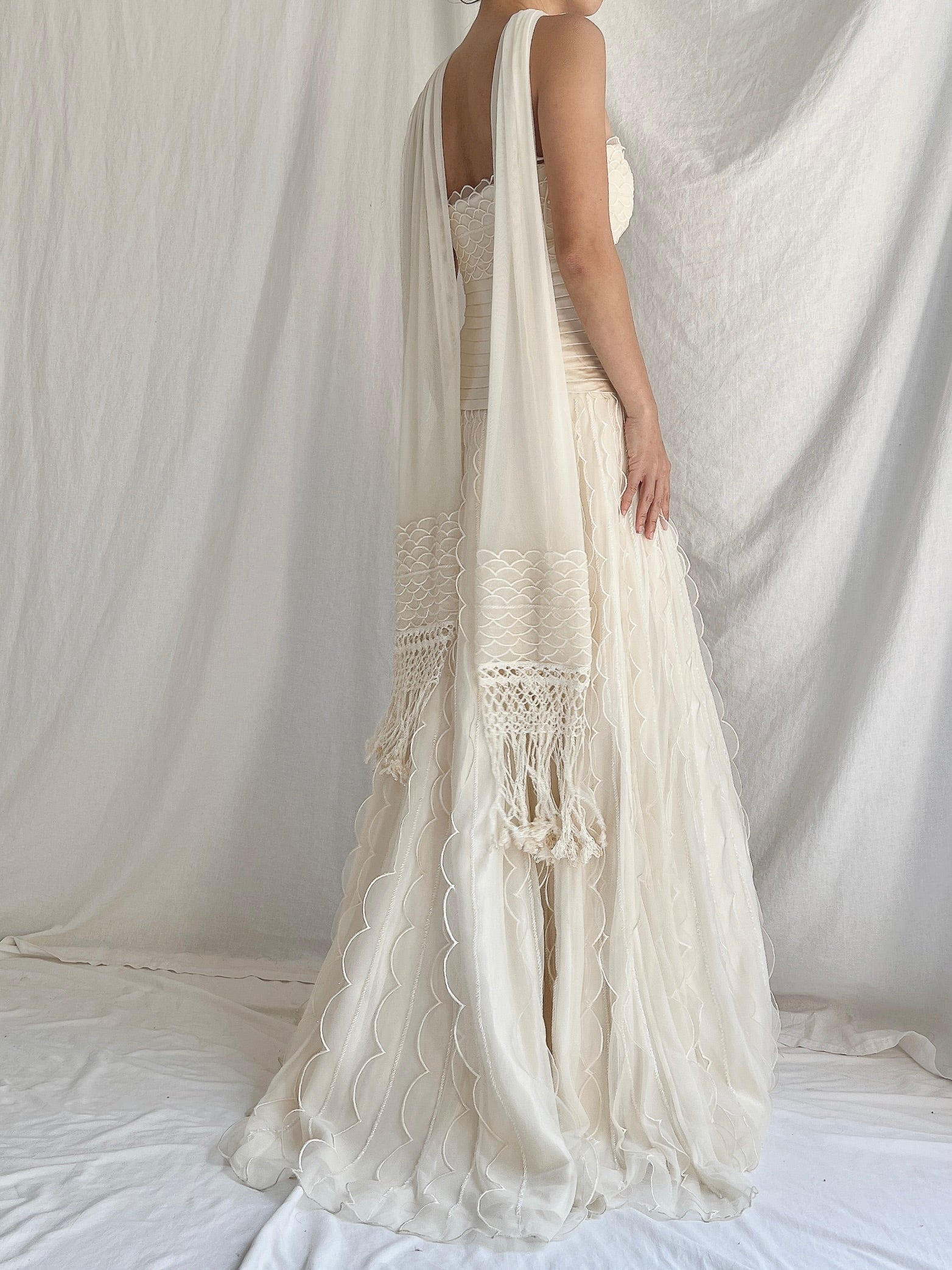 Vintage Organza Dress with Scarf - S/4/6