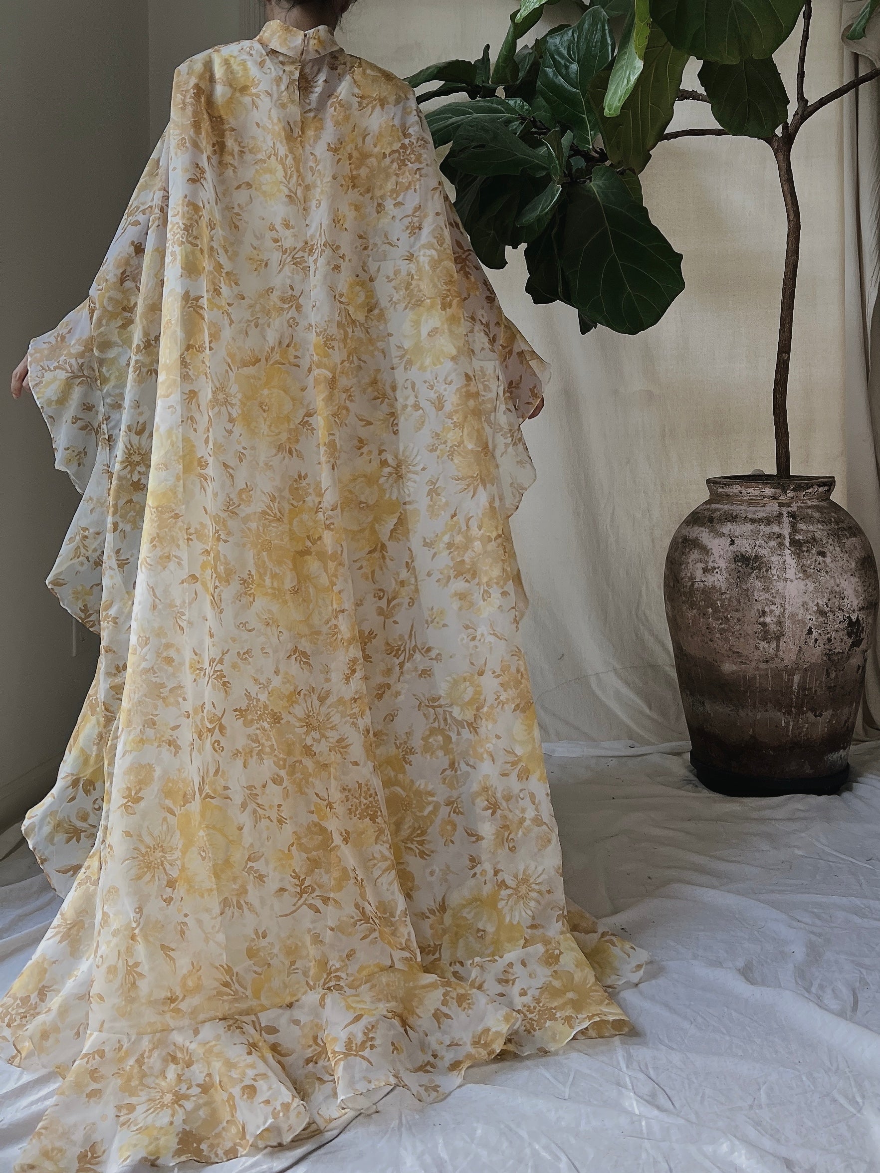 Vintage Voile Cape Dress - S/M
