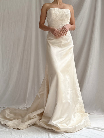 Vintage Miosa Couture Silk Strapless Gown - S/M