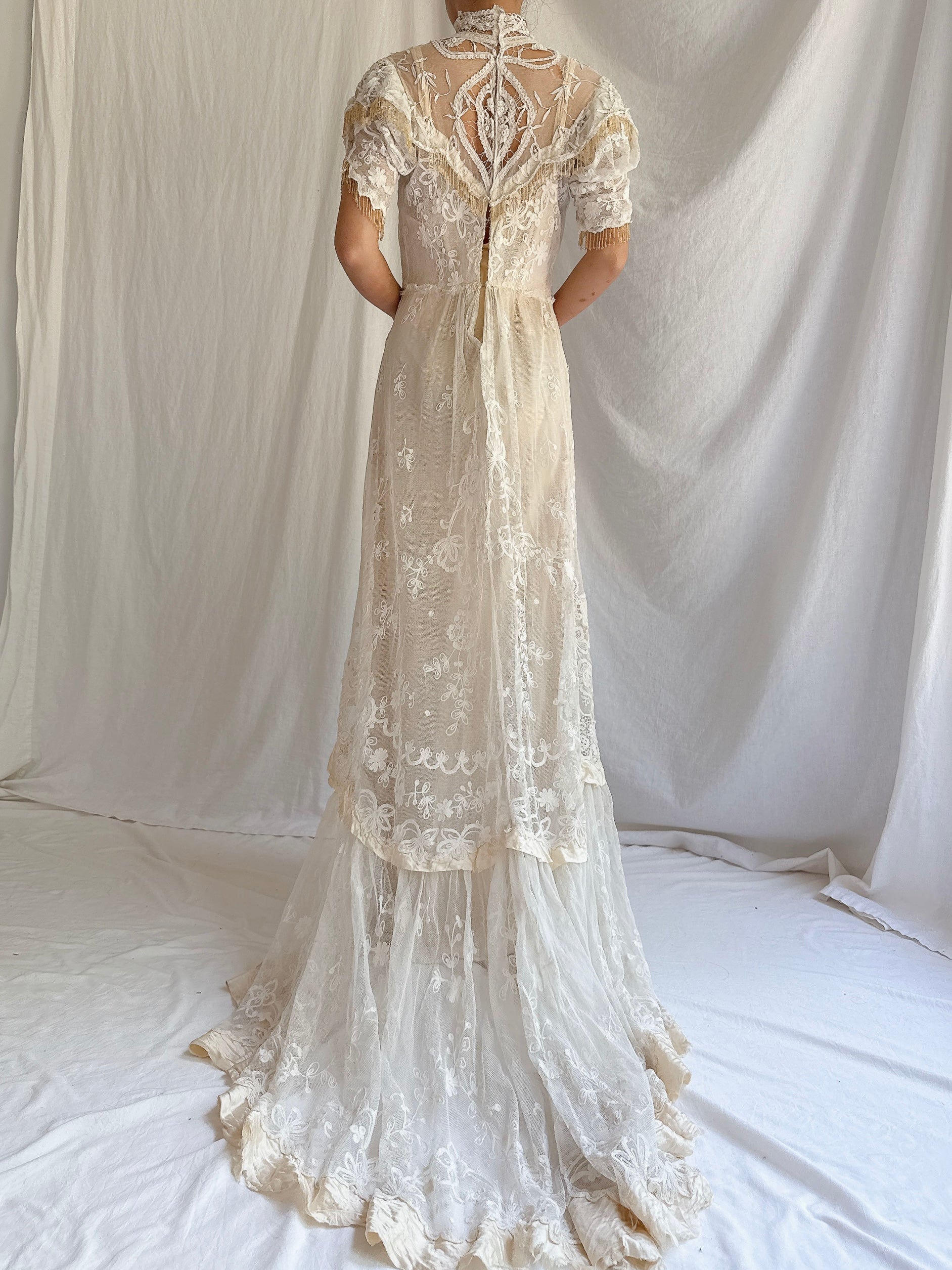 Antique Tambour Lace Gown - XS