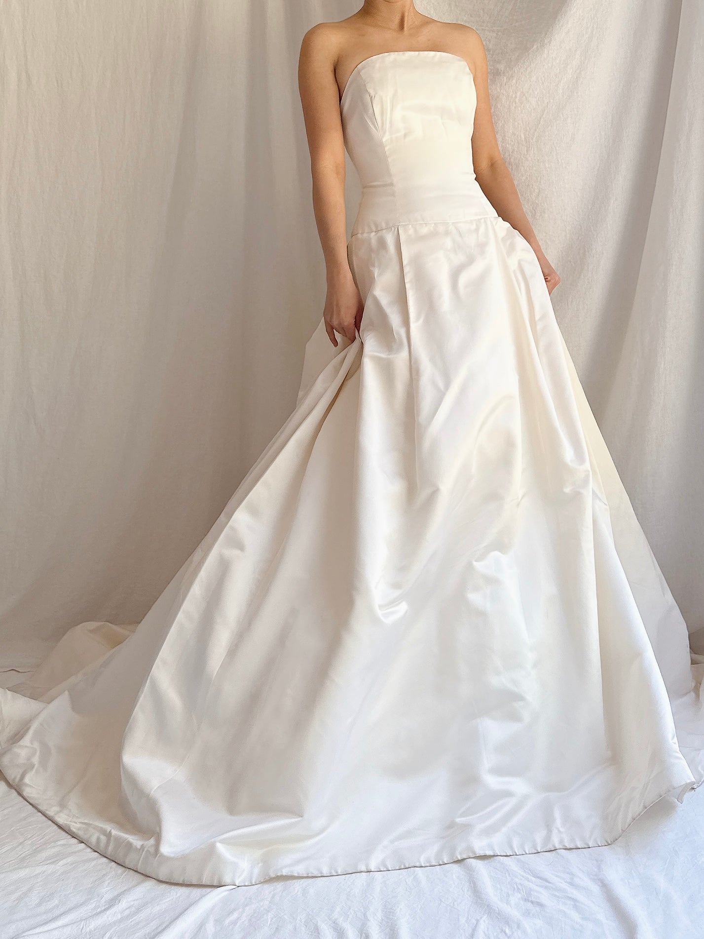 Vintage Silk/Rayon Satin Dropped Waist Gown - S