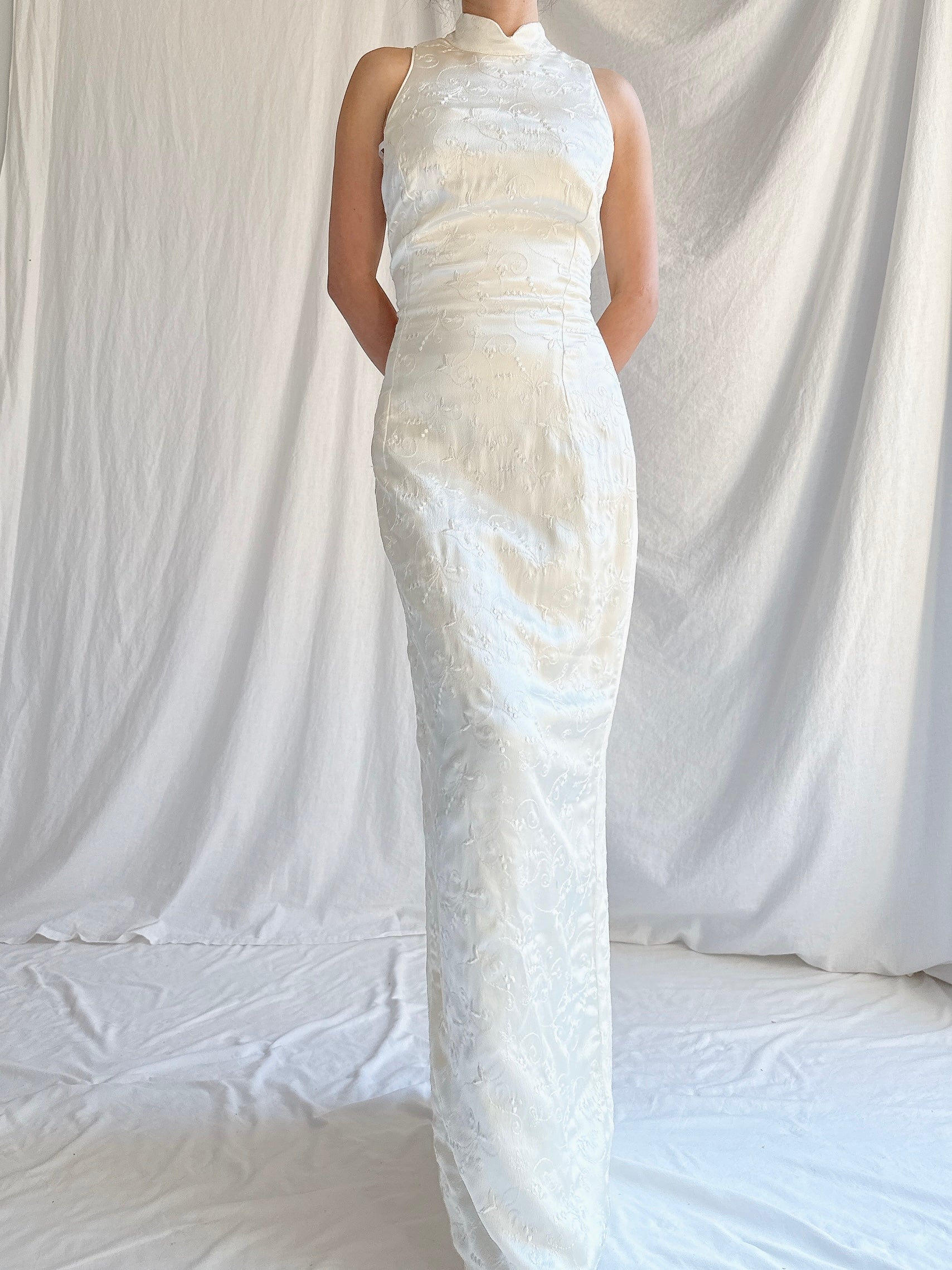 Vintage Jessica McClintock Satin Brocade Column Gown - XS/4
