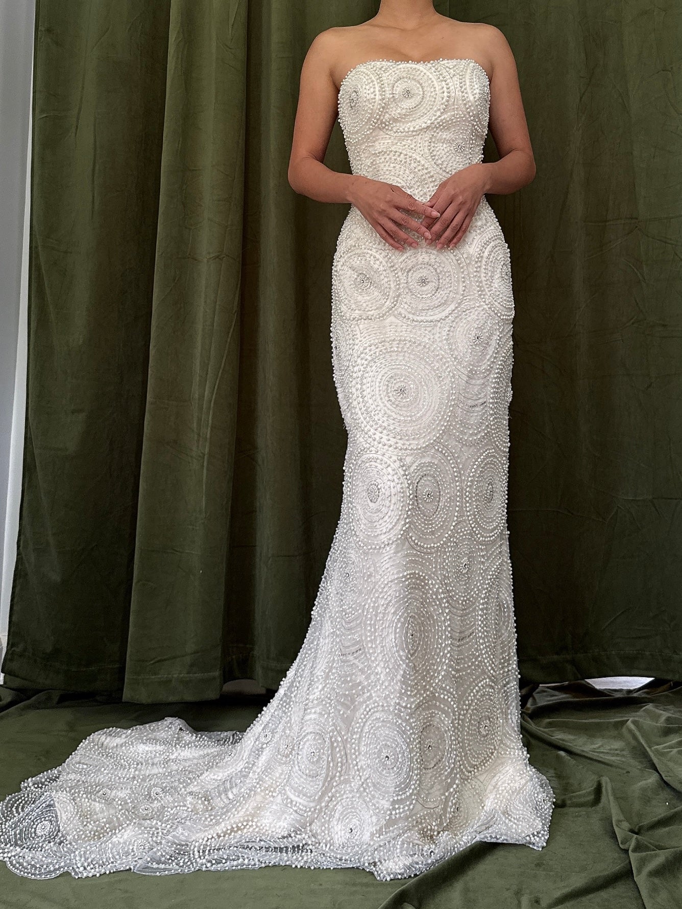 1990s Silk Pearl Beaded Dress - 33B/26W/59L