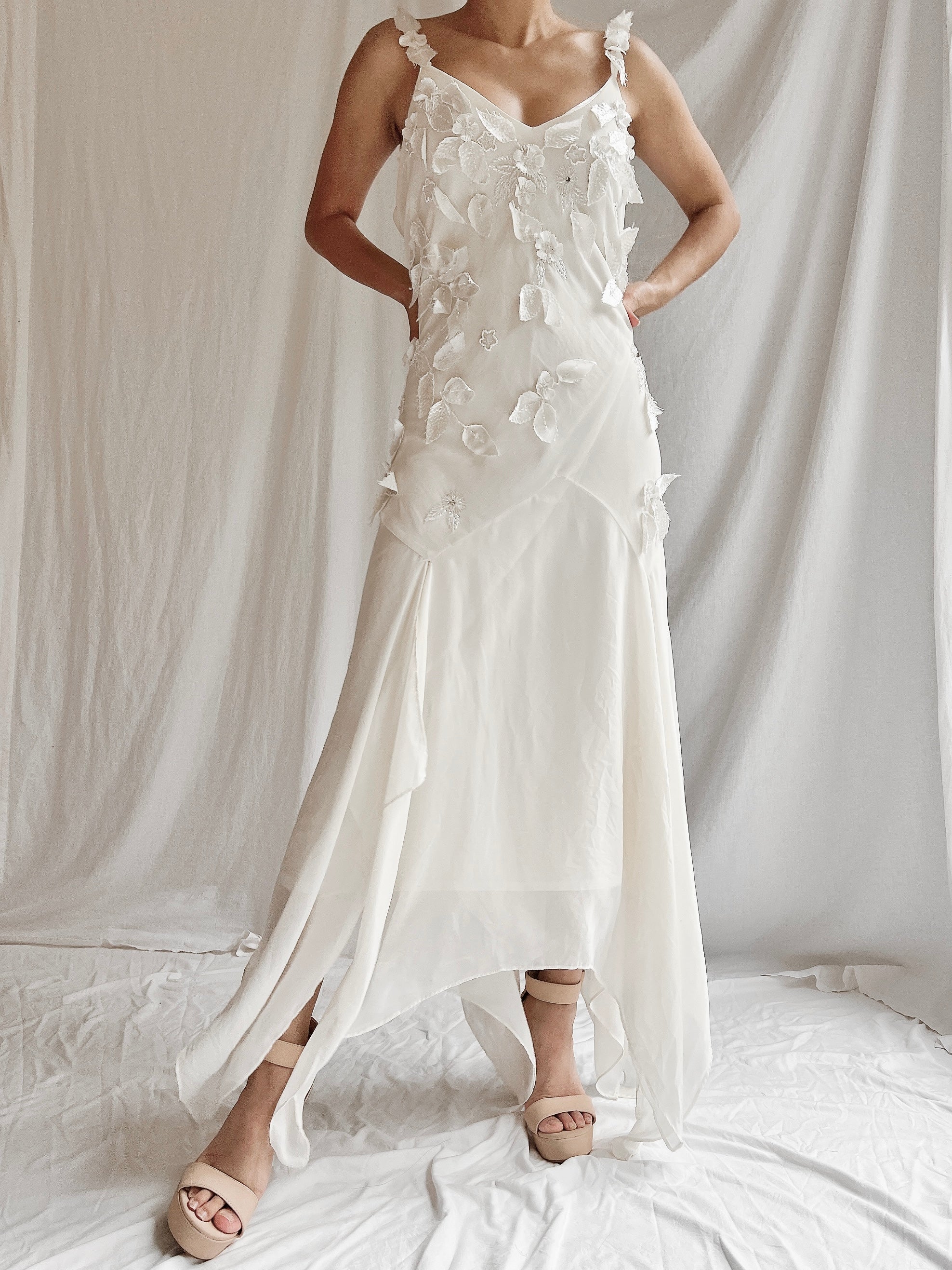 1990s Flower Applique Dress - M/L