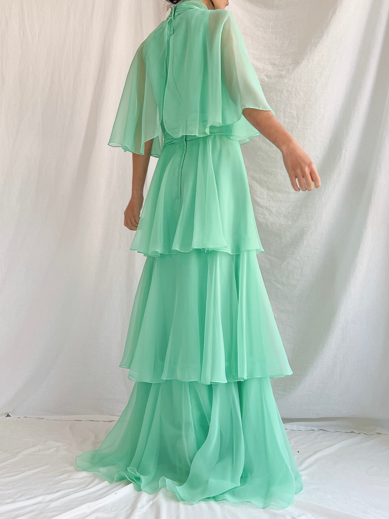 Vintage Teal Tiered Gown - XS/2