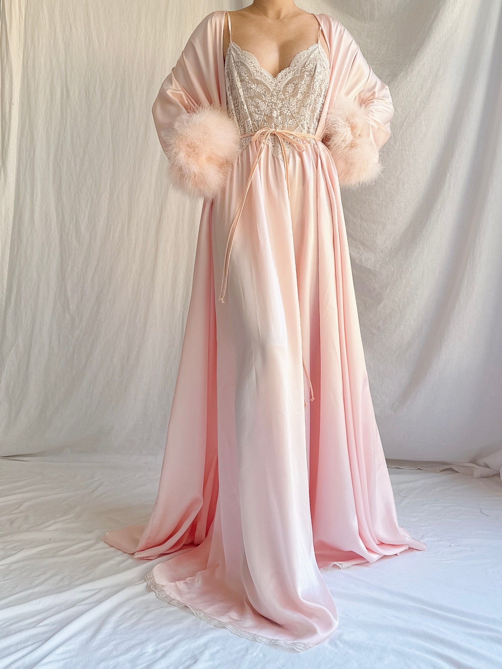 Vintage Pink Lucie Ann Feather 2 Piece Set - OSFM