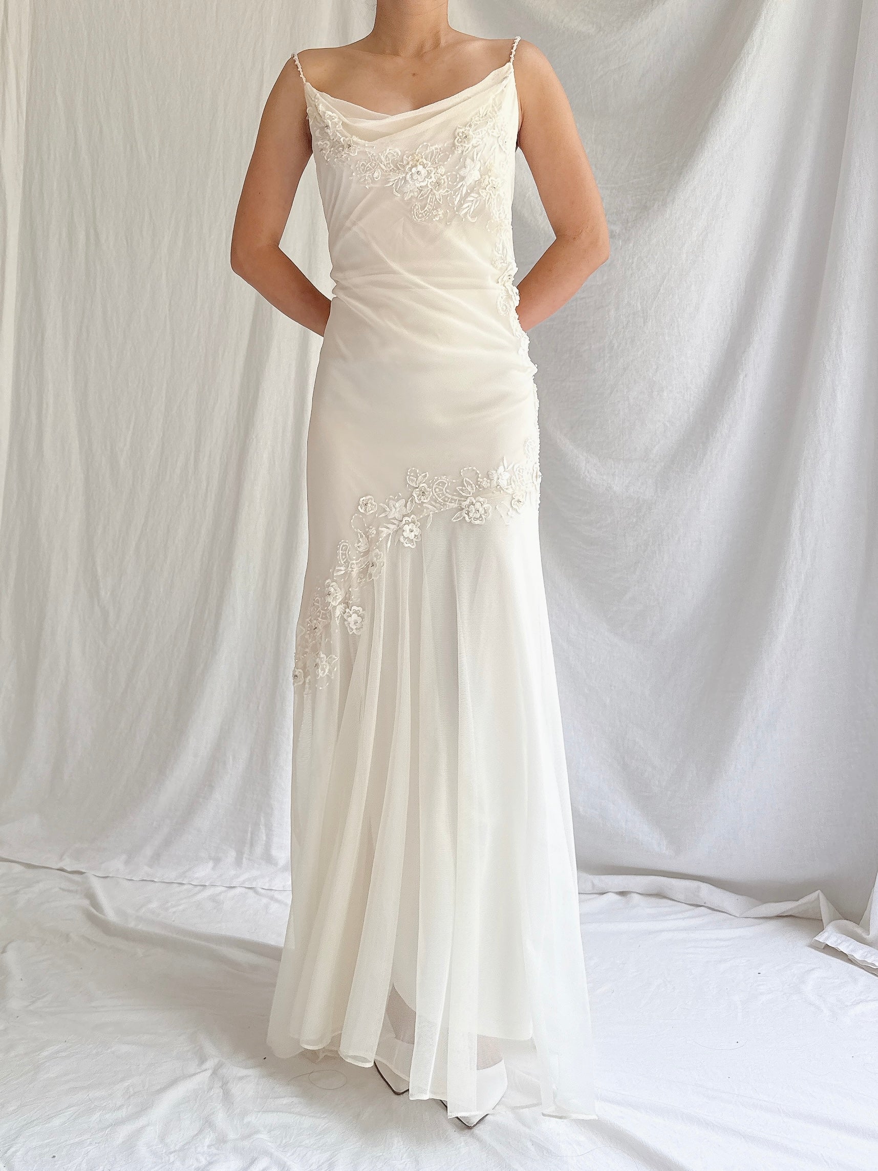 Vintage Silk Beaded Gown - M