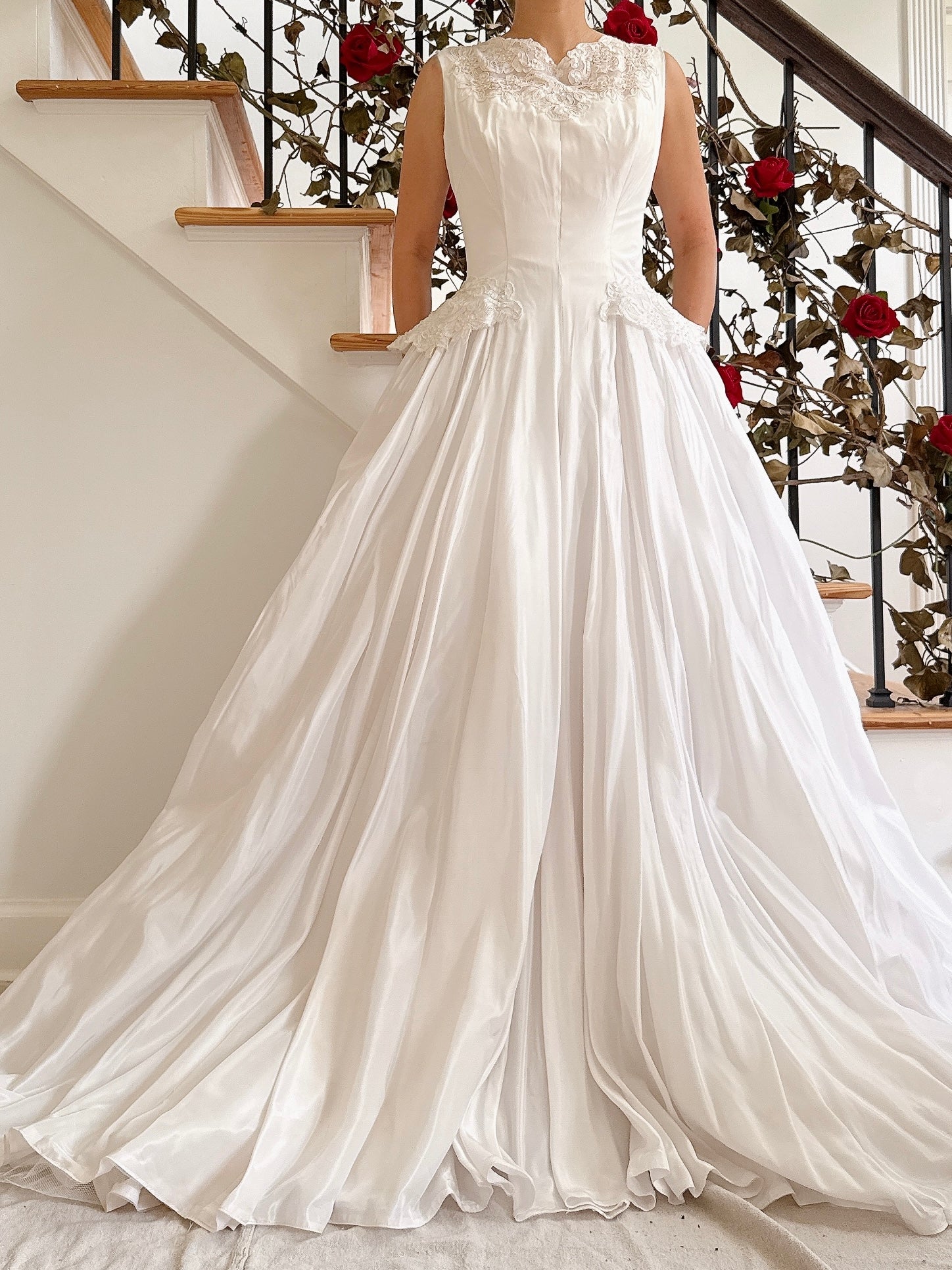 1950s Taffeta Lace Gown - XS