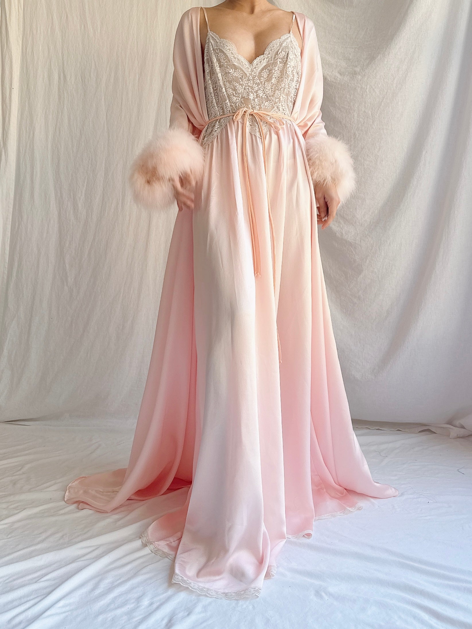 Vintage Pink Lucie Ann Feather 2 Piece Set - OSFM
