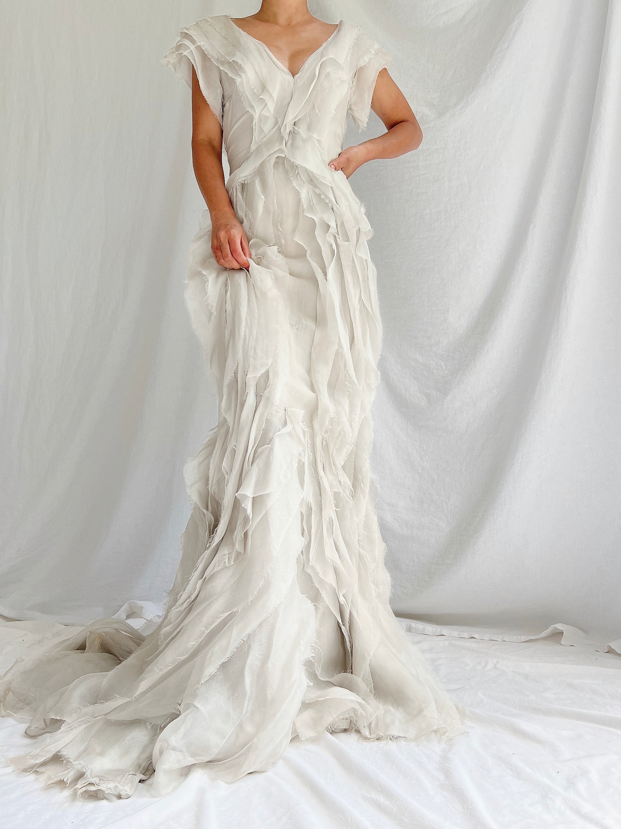 Vintage Dove Gray J. Mendel Silk Gown - XS/2