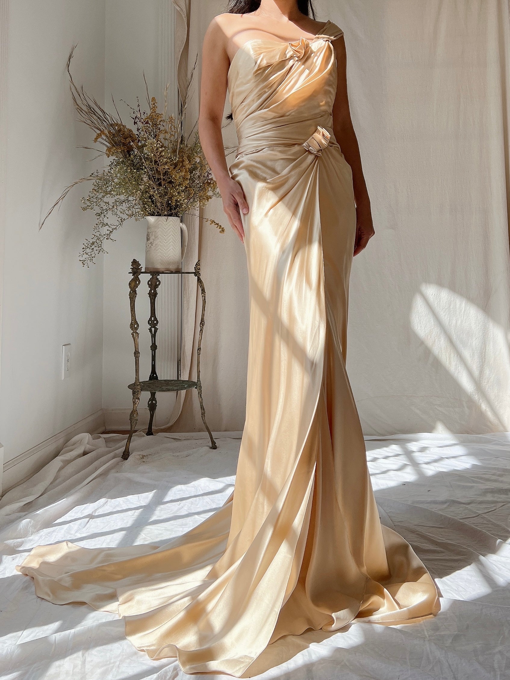 Vintage David Fielden Charmeuse Silk Dress - S