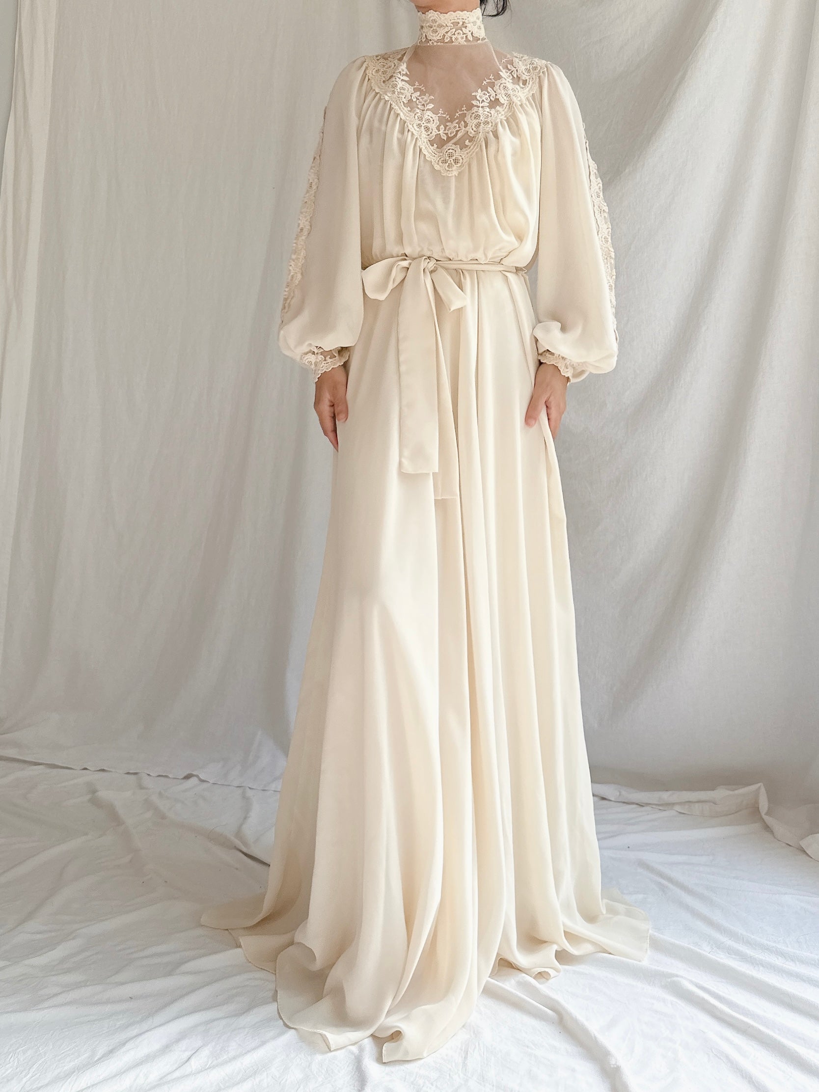 1970s Poet Sleeve Gown - M
