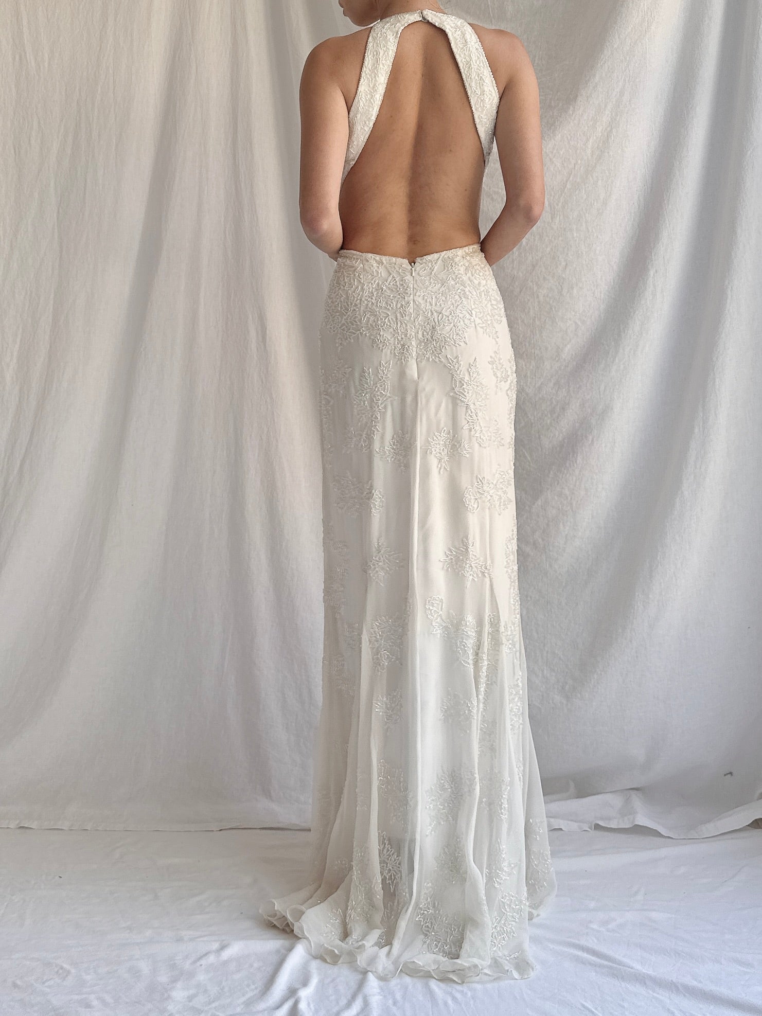 1990s Silk Beaded Gown - M