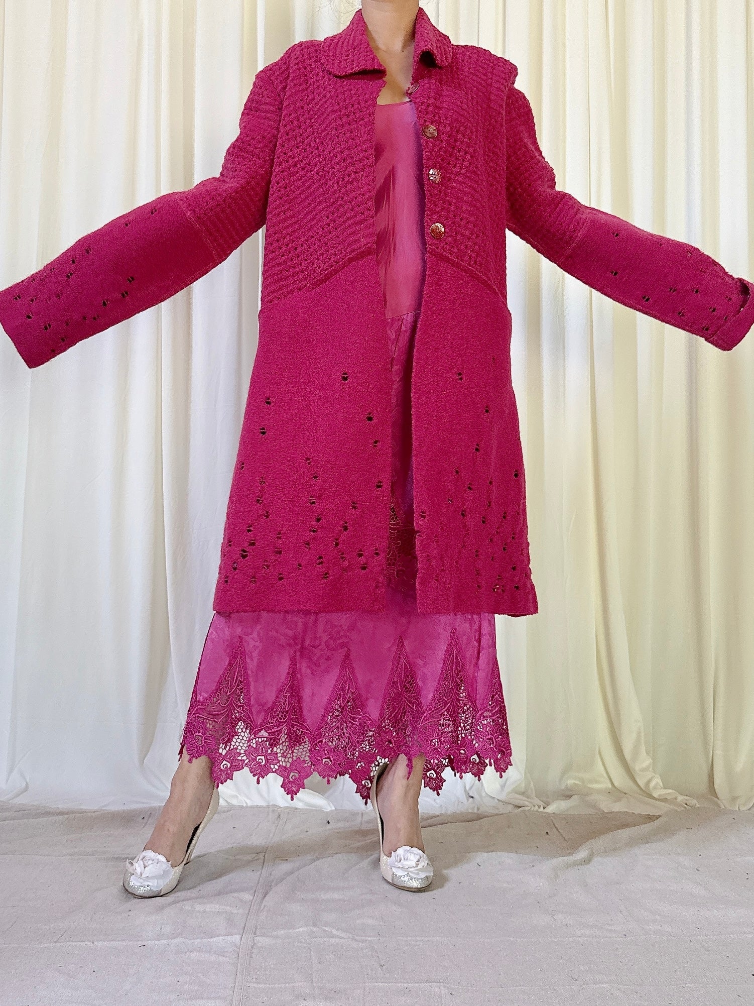 Vintage Fuchsia Wool Coat - M