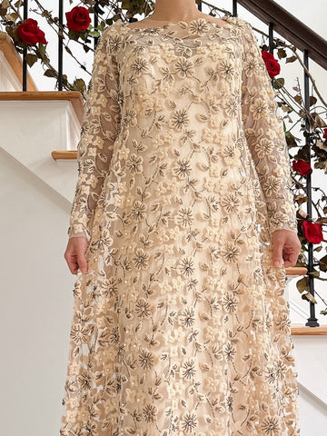 1960s Embroidered Gown - M