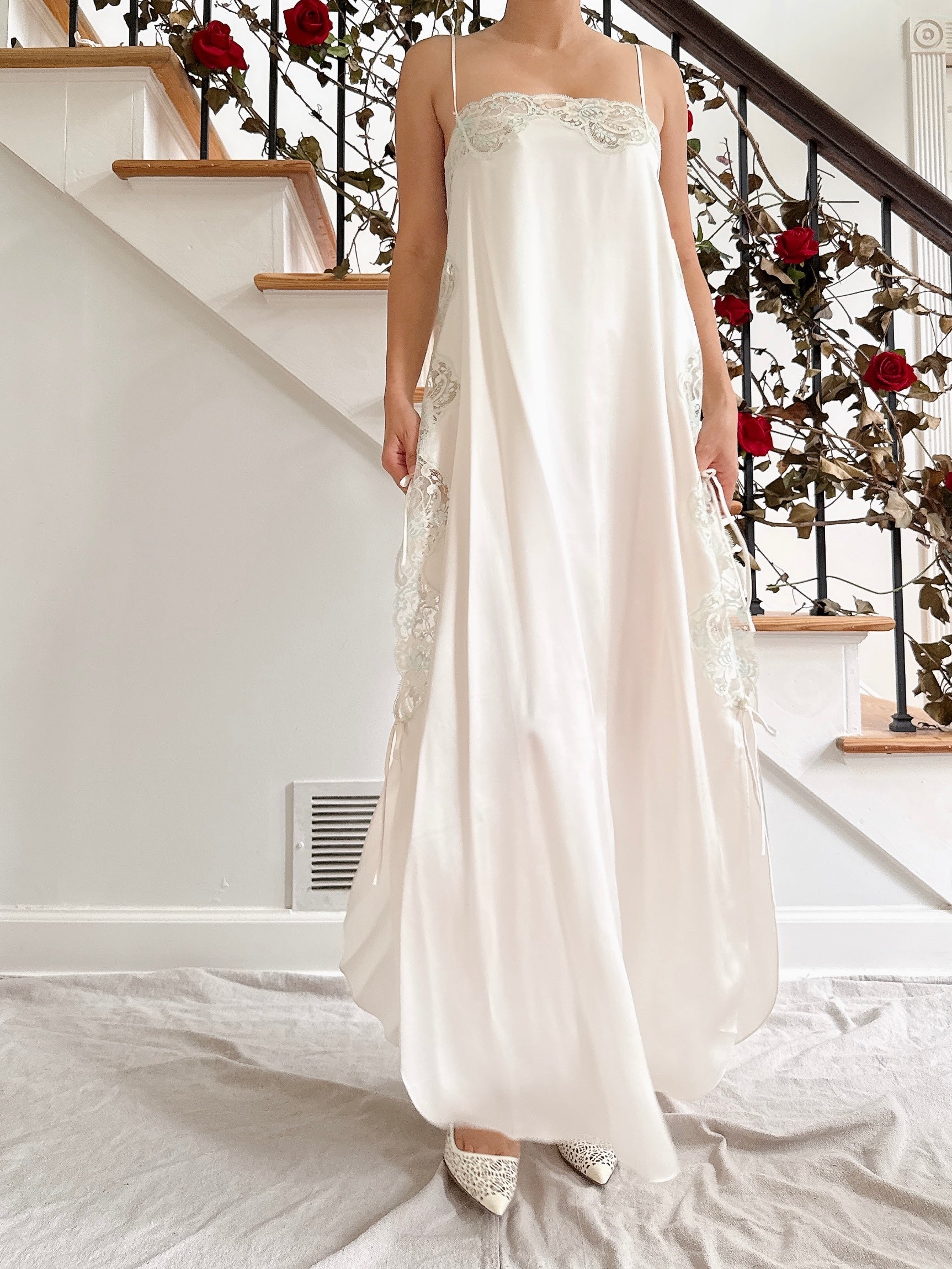 Vintage Vintage White Silk Slip - M