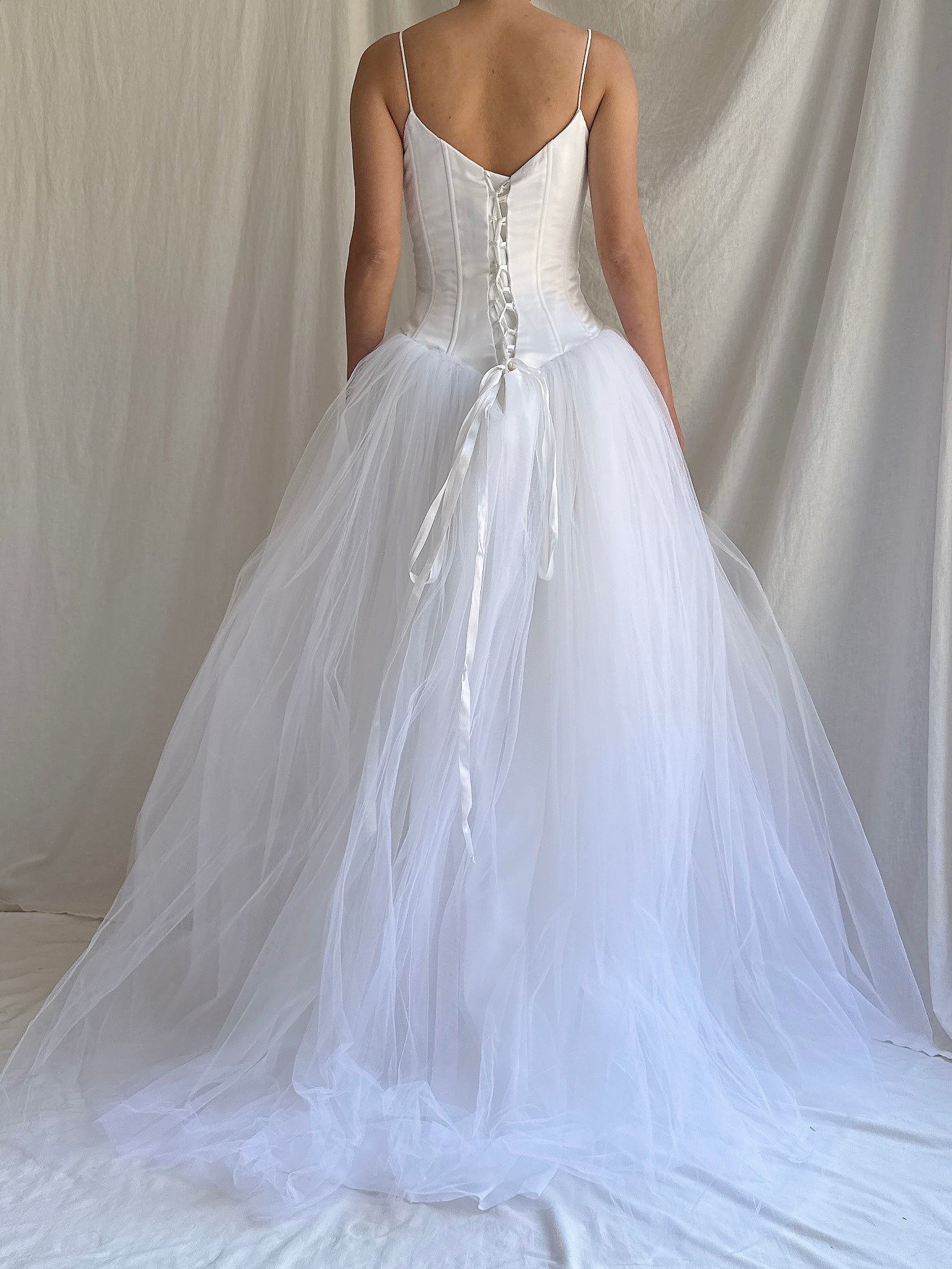 Vintage Tulle Basque Waist Gown - S-M