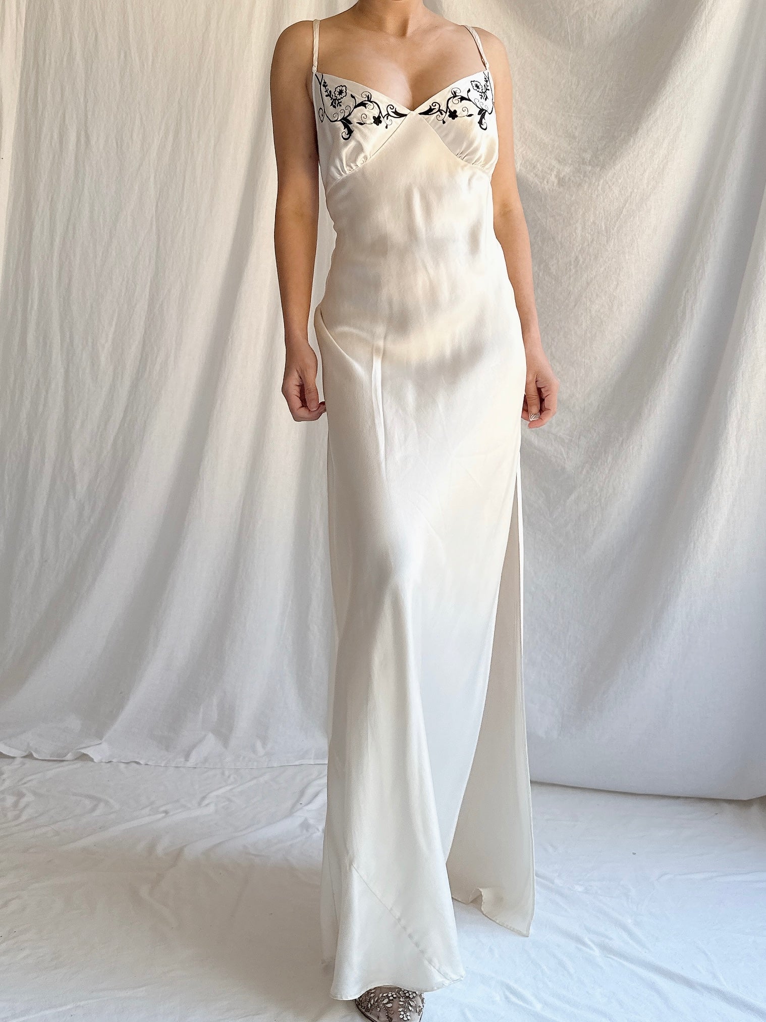 Y2K Silk Bias Cut Slip Dress - M