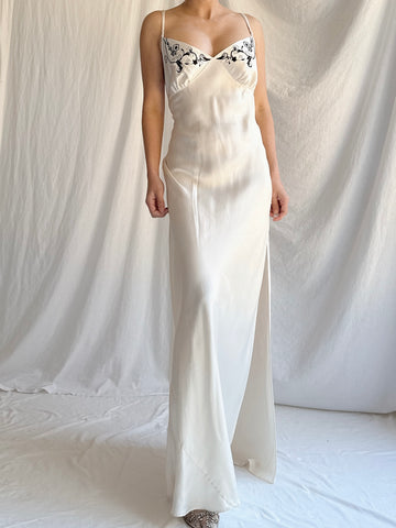 Y2K Silk Bias Cut Slip Dress - M