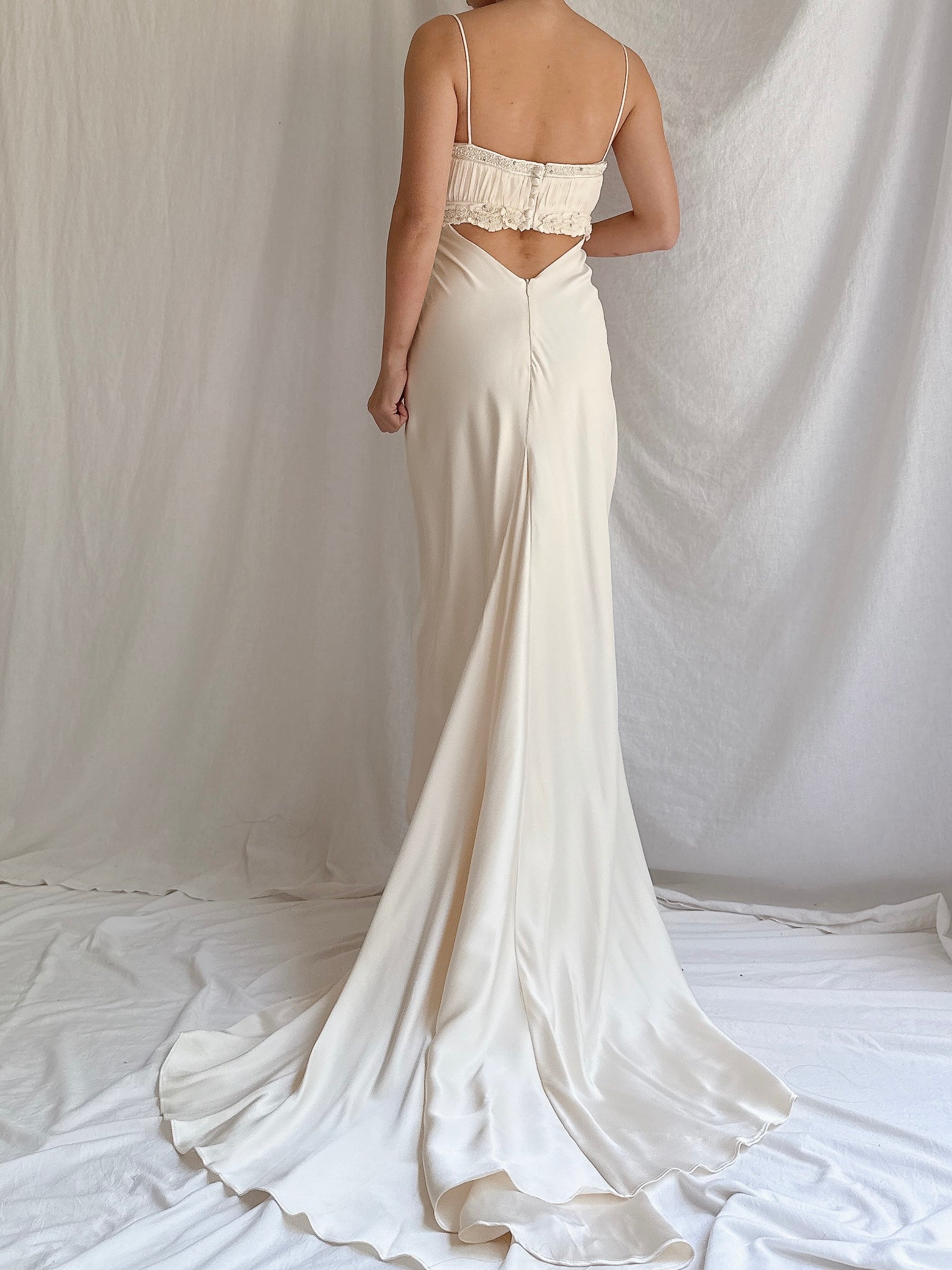 Vintage Silk Charmeuse Gown - XS/2-4