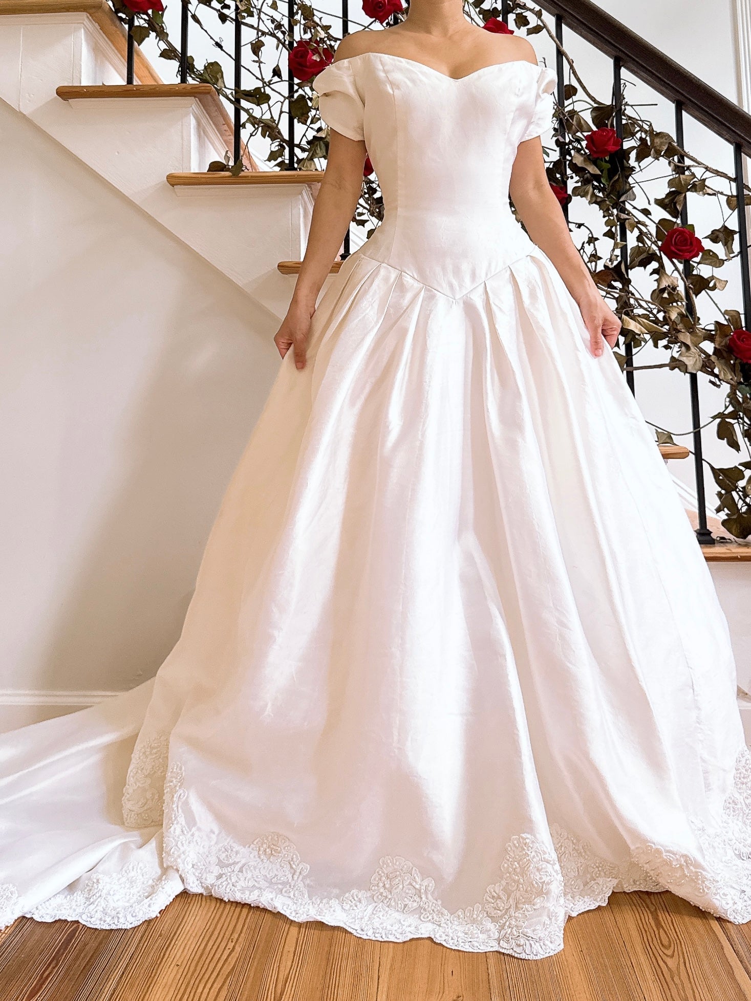 Vintage Cream Raw Silk Gown - M