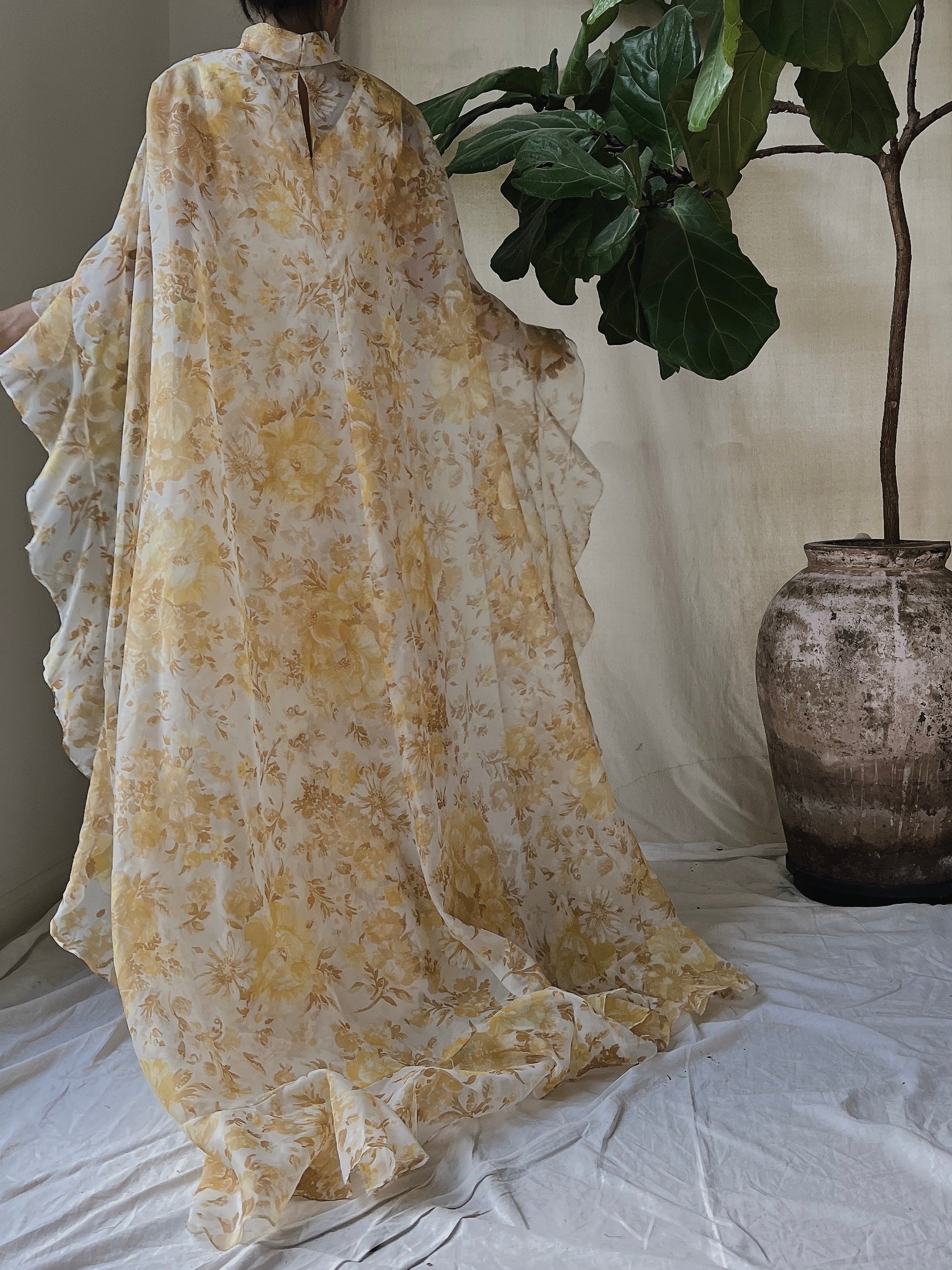 Vintage Voile Cape Dress - S/M