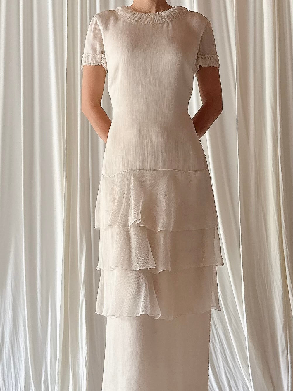 J Mendel Oyster Silk Dress - Size 4/6