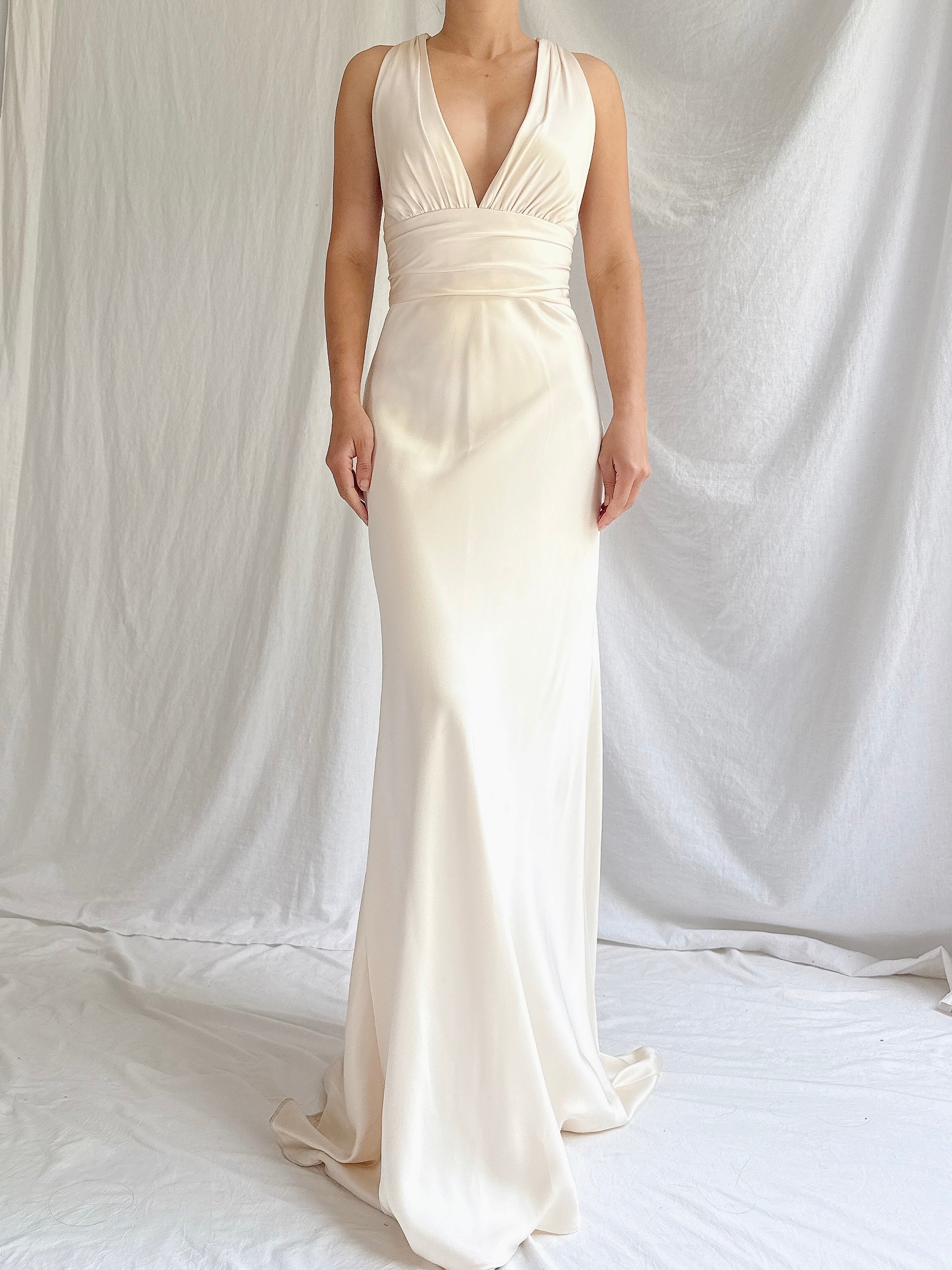 Vintage Silk Plunging Gown - XS/0/2