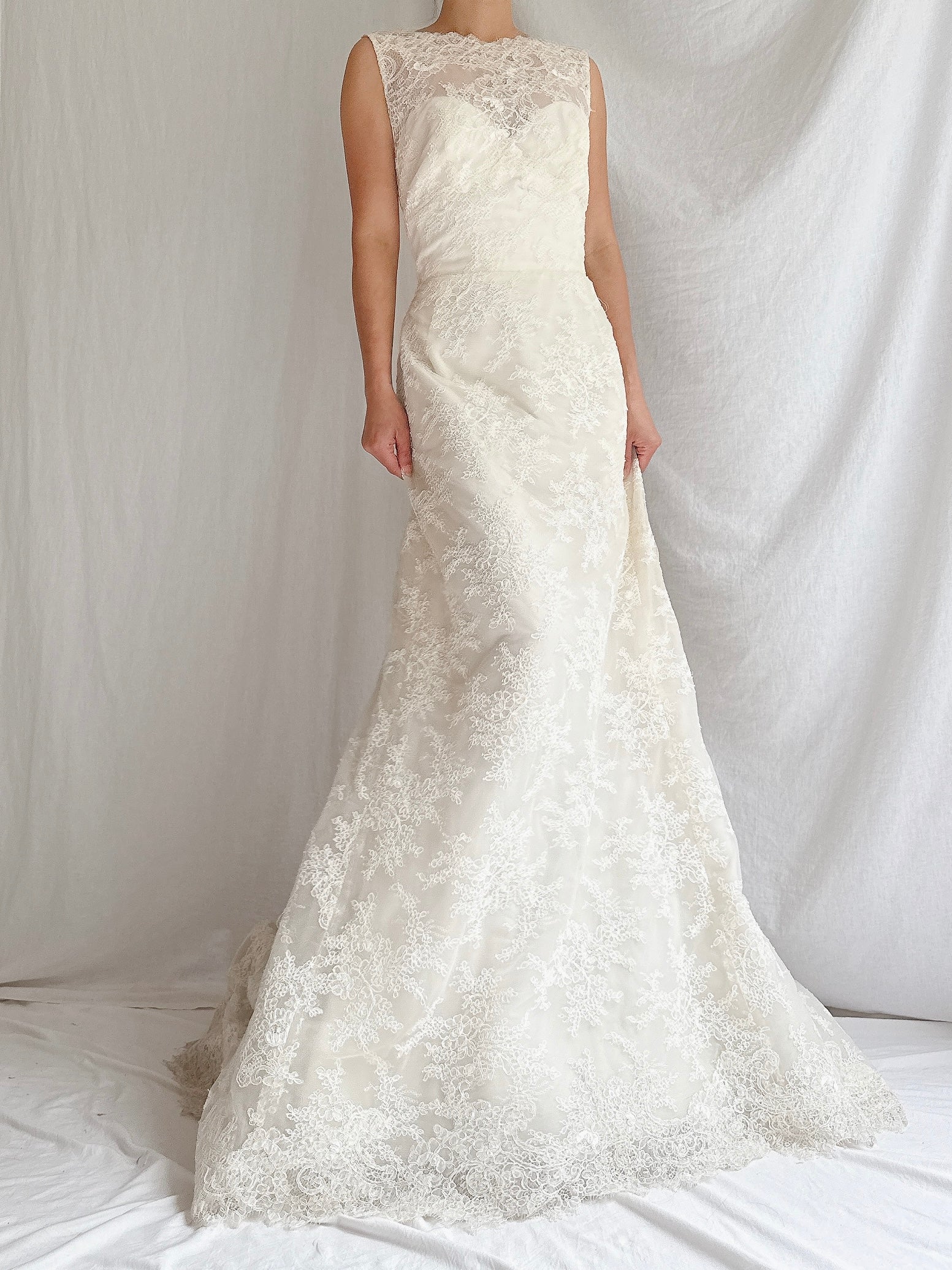 Vintage Liancarlo Couture Silk and Lace Bateau Neckline Gown - S/6