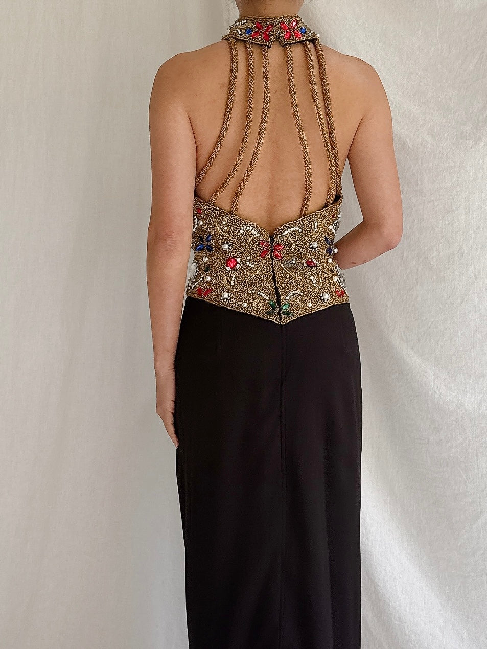 Vintage Encrusted Bodice Gown - M/L