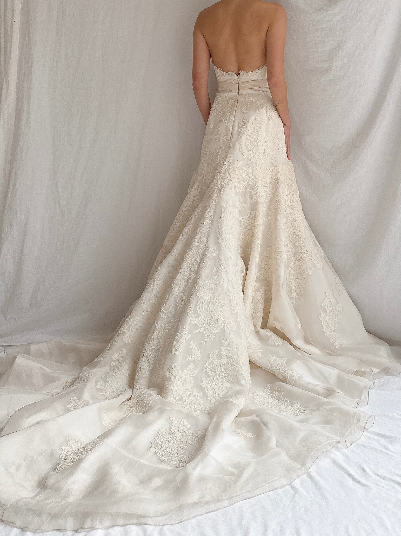 “RESERVED” Vintage Liancarlo Couture Alencon Lace & Silk Organza Gown - S/M 6