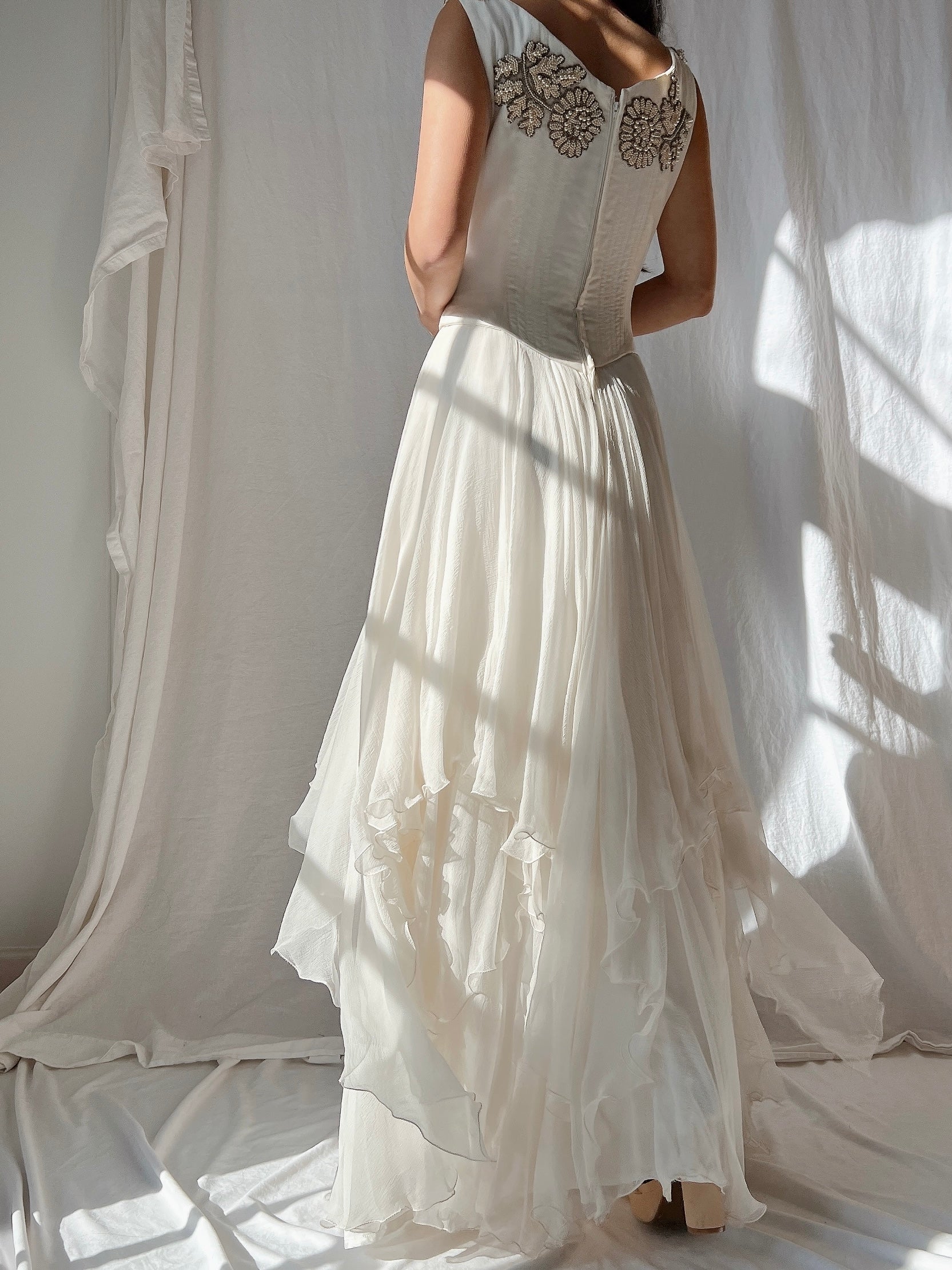 Vintage Eavis & Brown Silk Bustier Dress - S