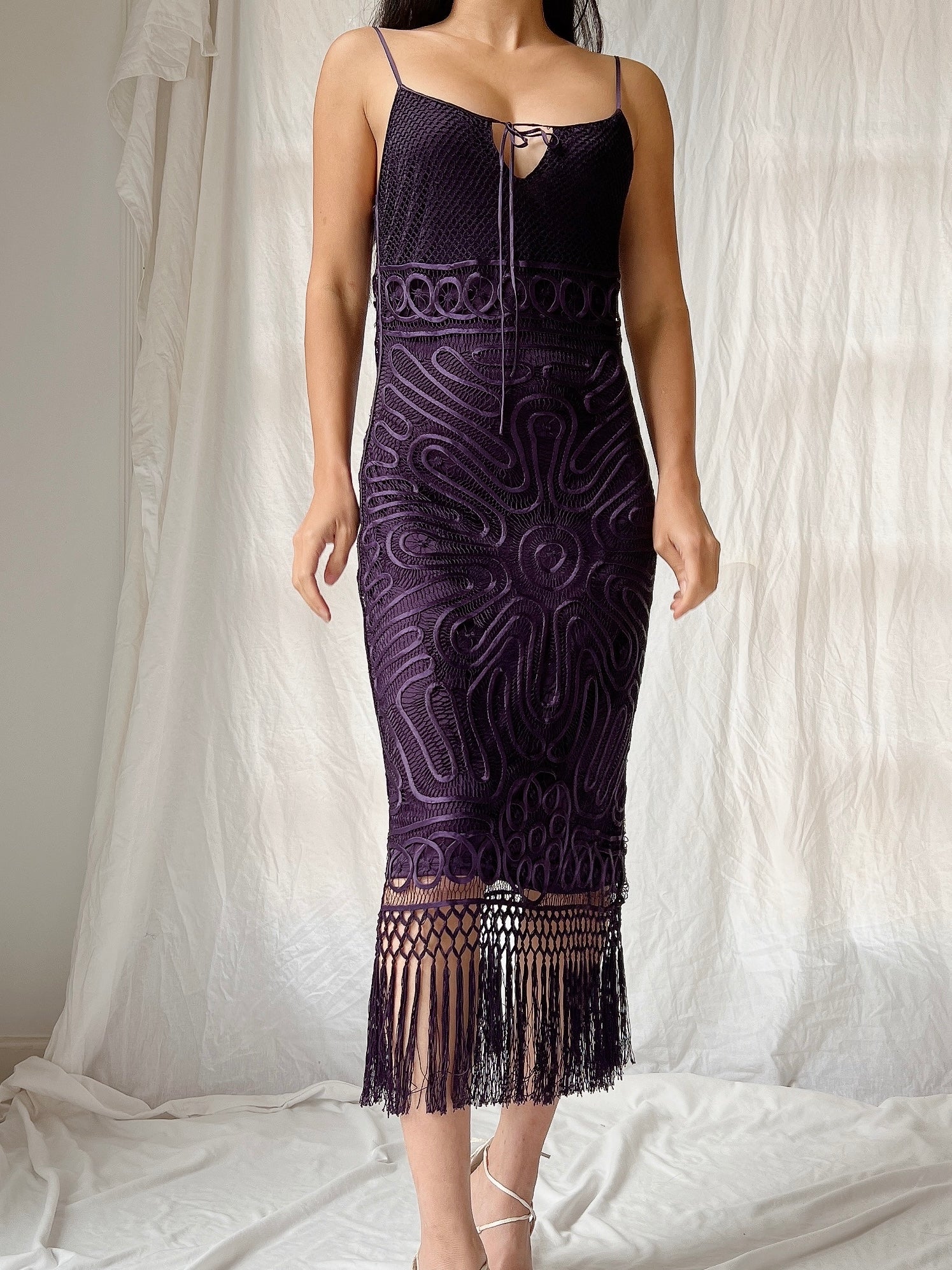Vintage Silk Crochet Dress - S