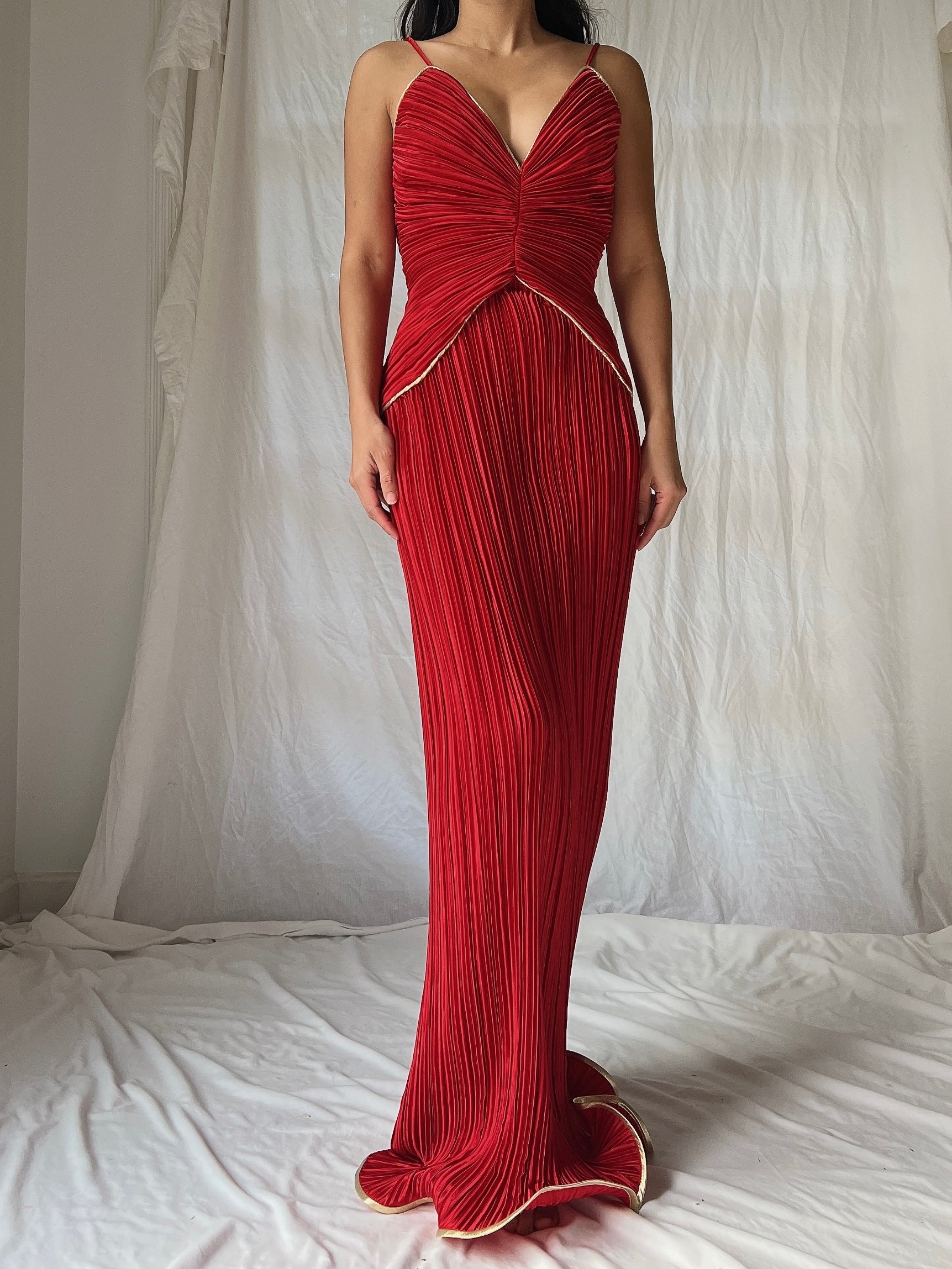 Vintage Micropleated Column Dress - S