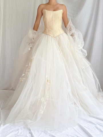 RESERVED - 1990s Bovina Italian Silk 3-Piece Wedding Gown Set - M/IT 44