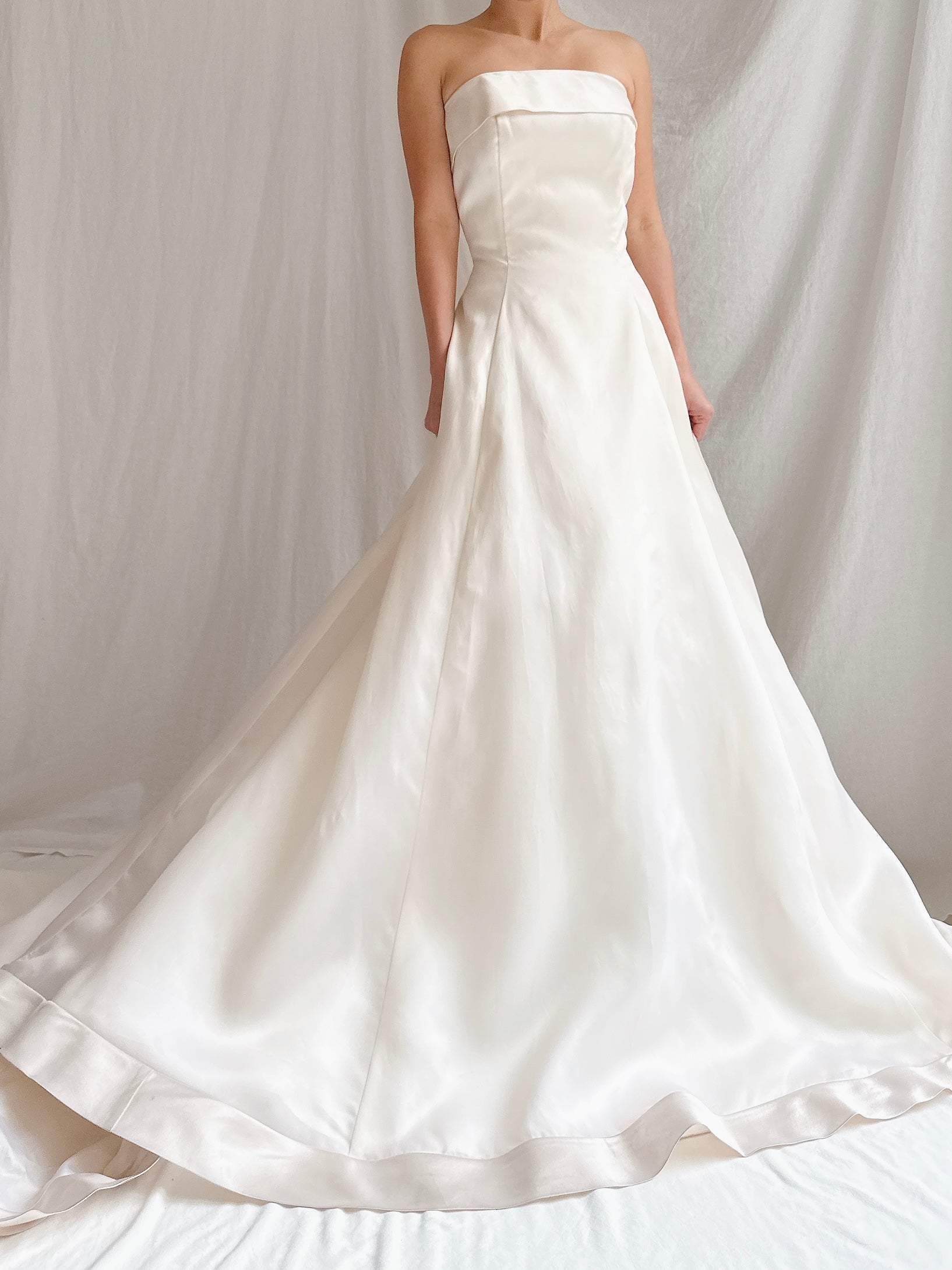 Vintage Silk Organza Strapless Gown