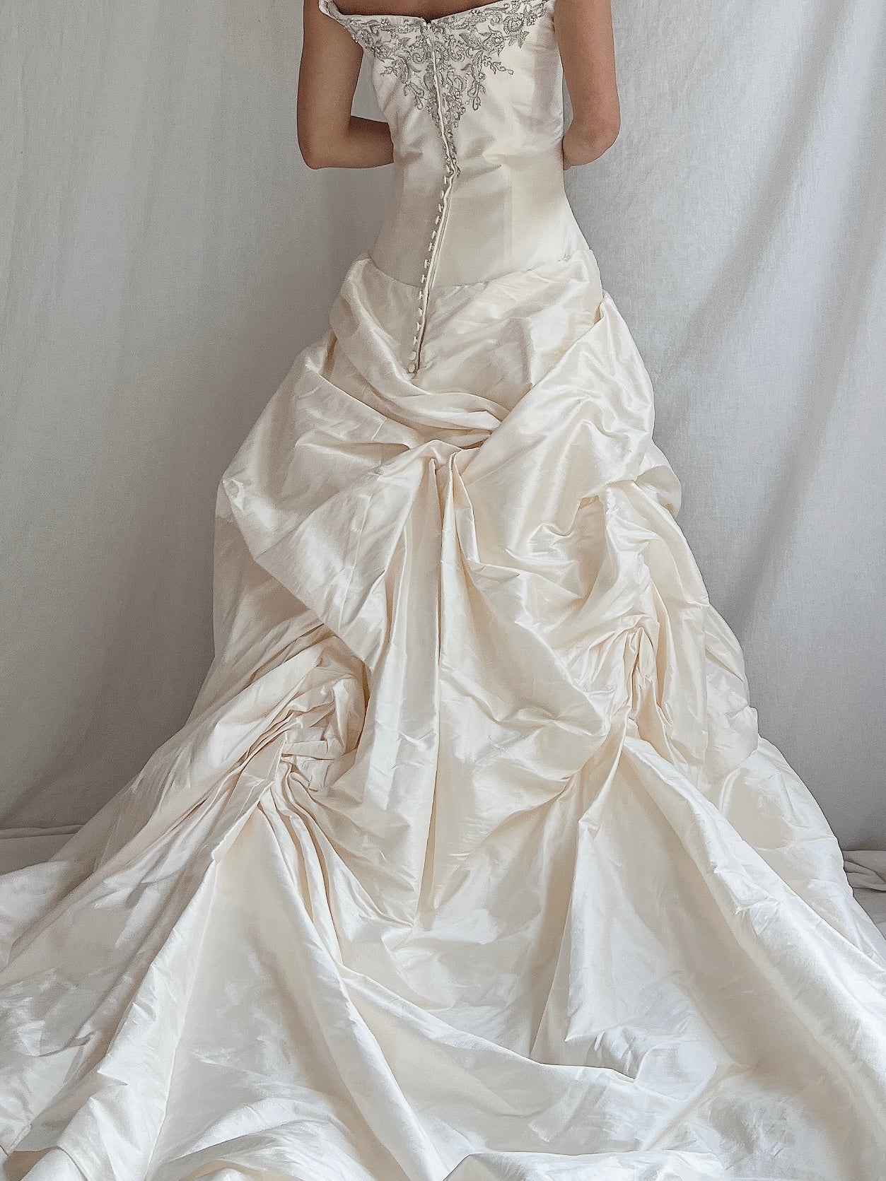 Angelina Faccenda Silk Ruche Gown -  S/6