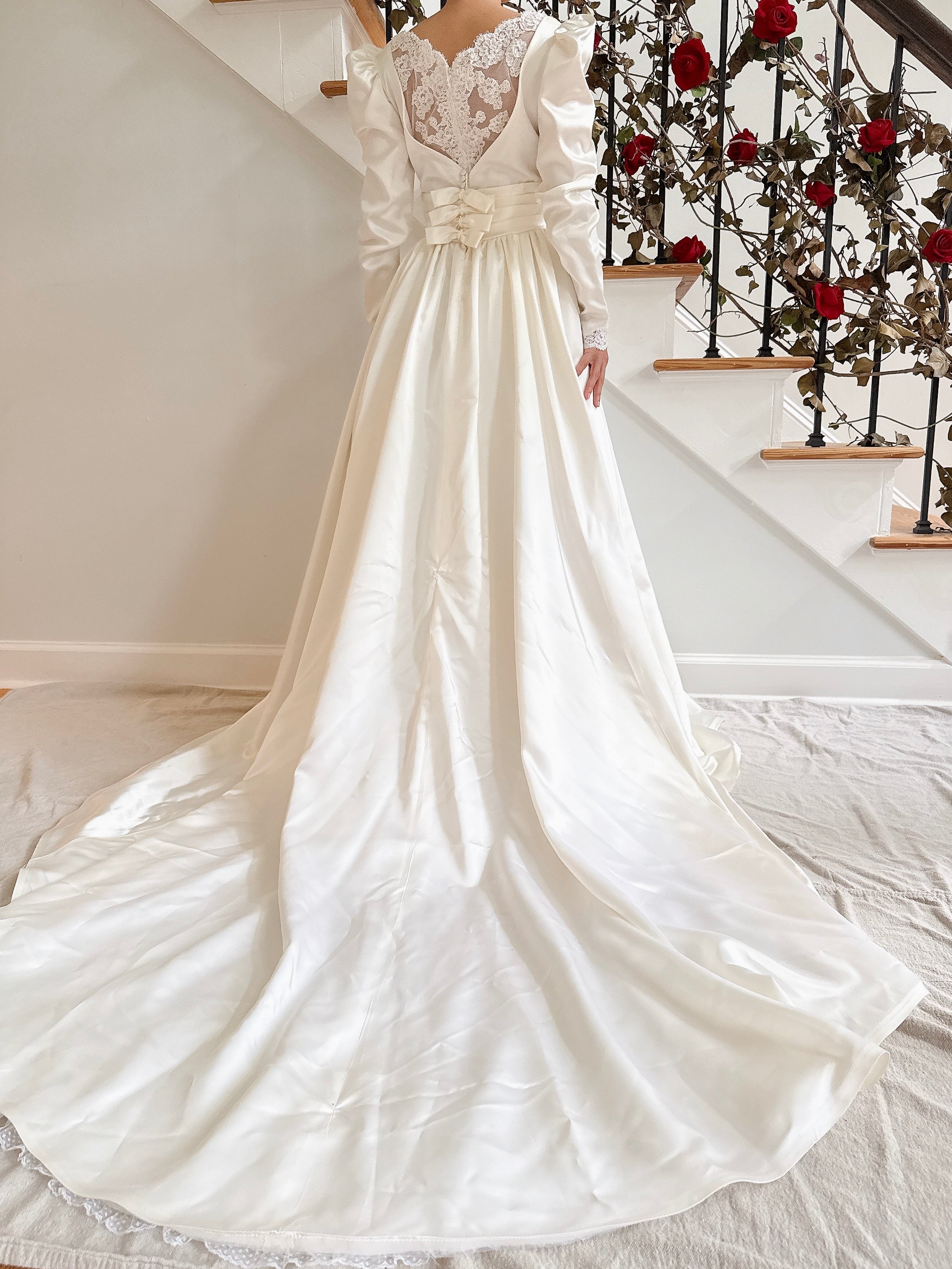 Vintage Lace and Satin Dress - S