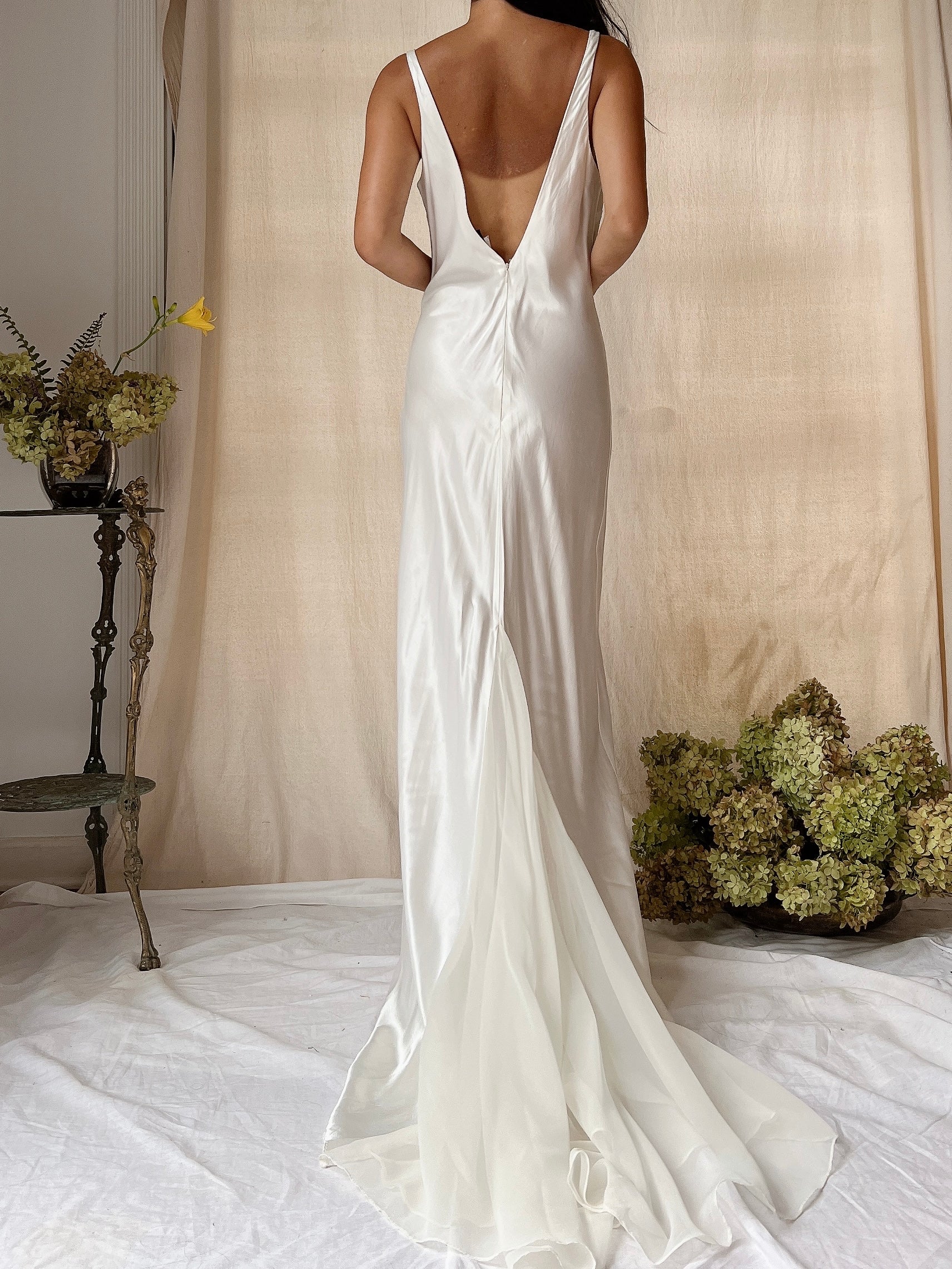 Vintage Satin Bias Cut Dress - S