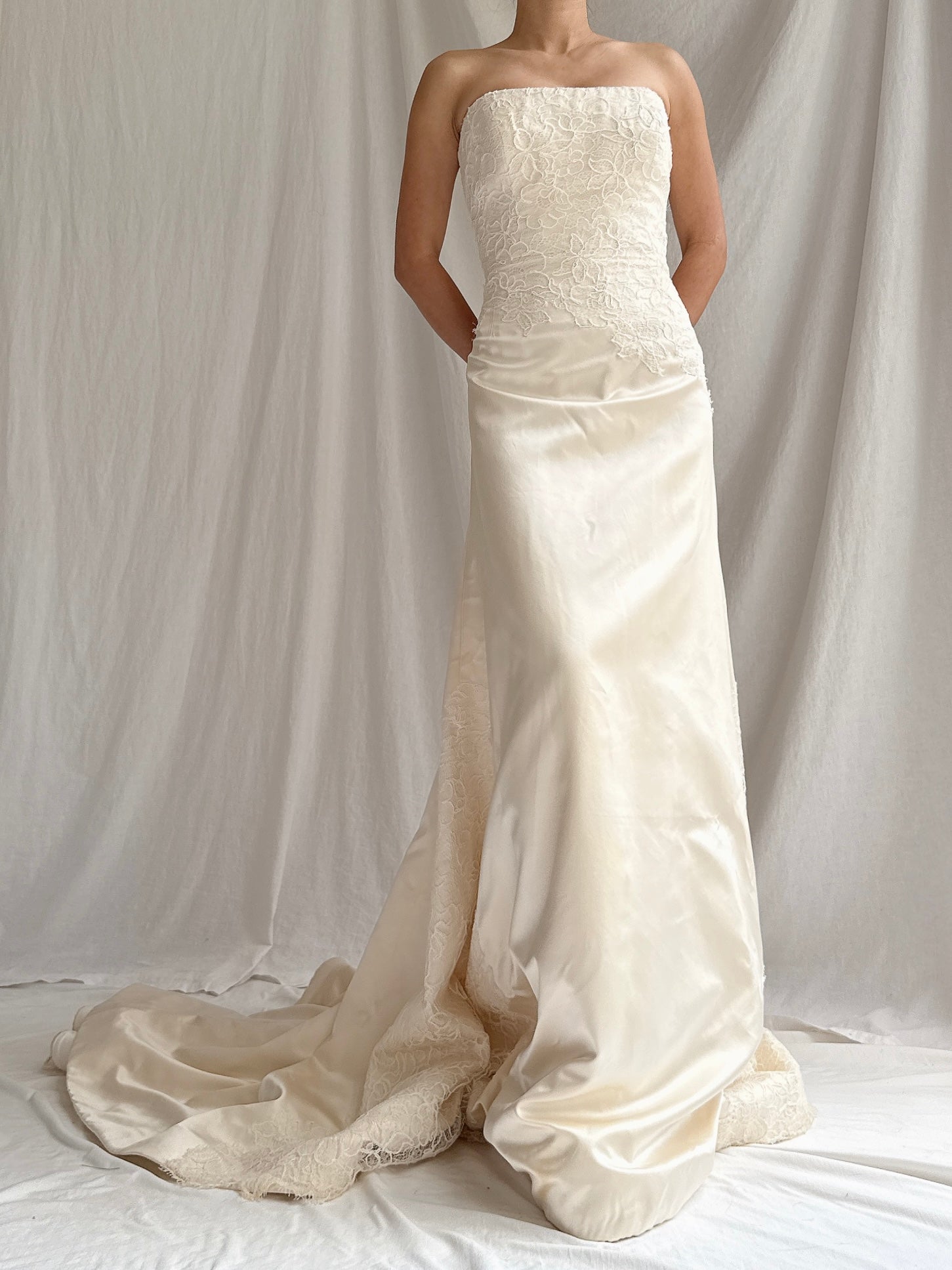 Vintage Miosa Couture Silk Strapless Gown - S/M