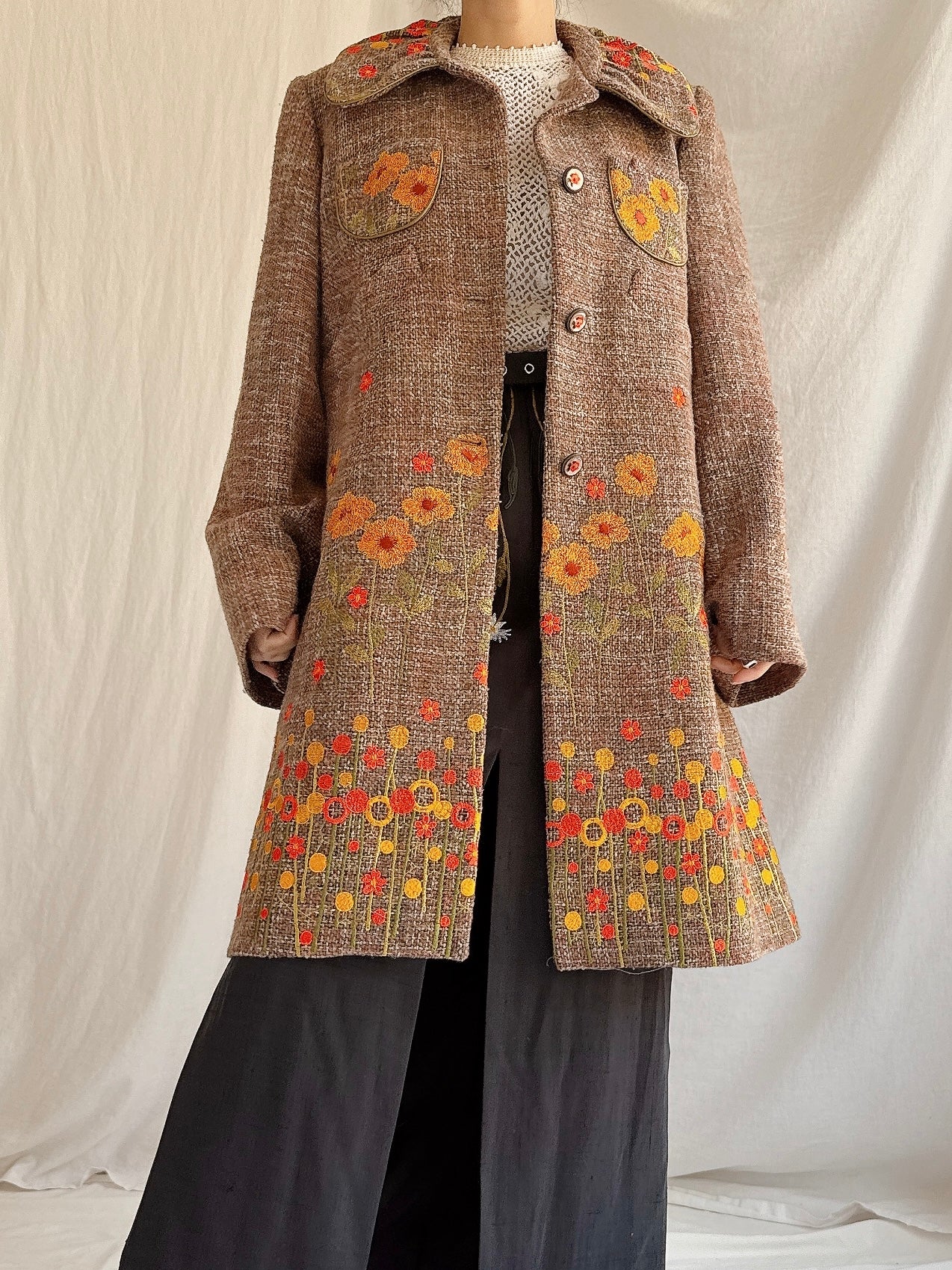 Vintage Cottonade Paris Embroidered Coat - M